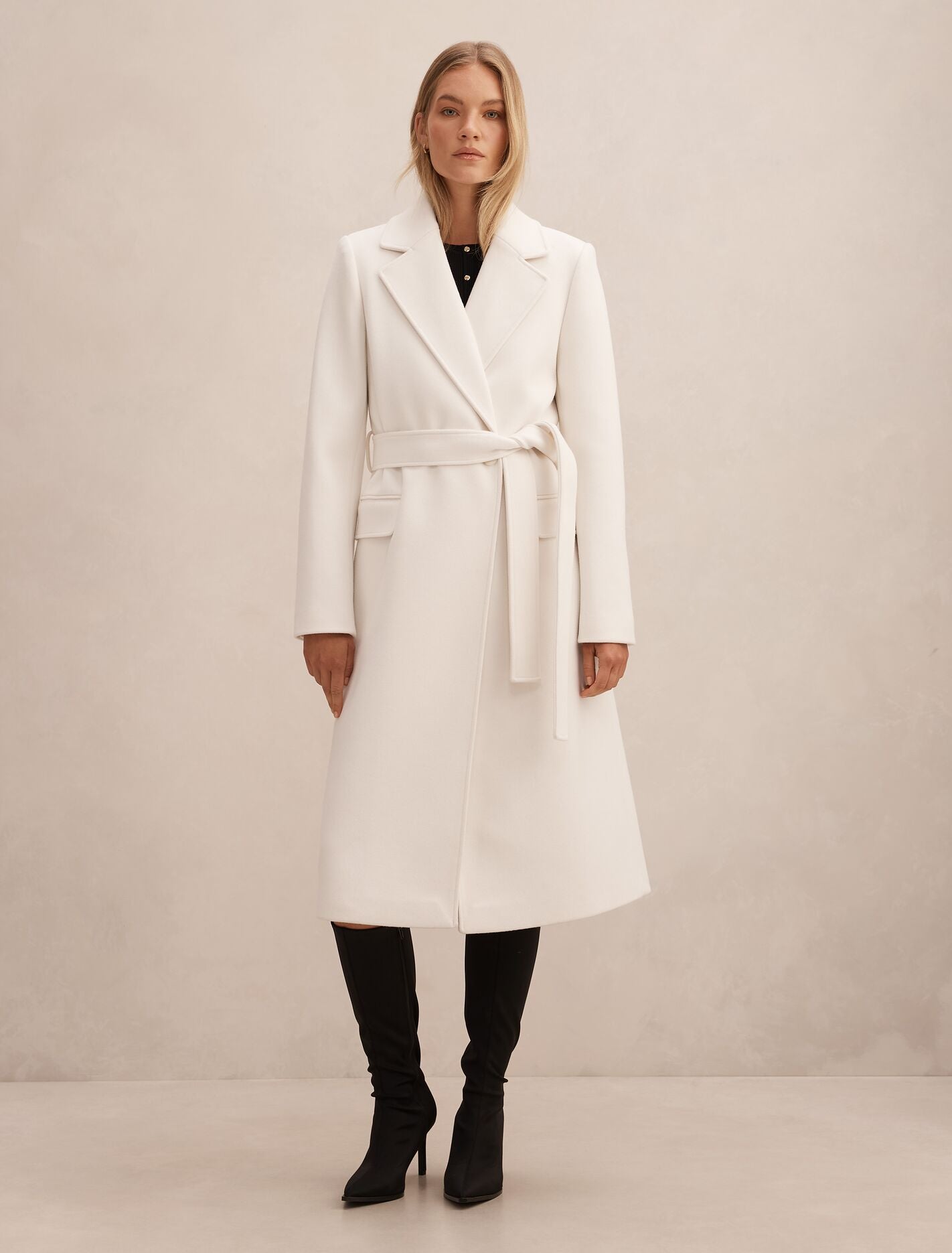 Ariella Double Breasted Coat Winter White | Forever New