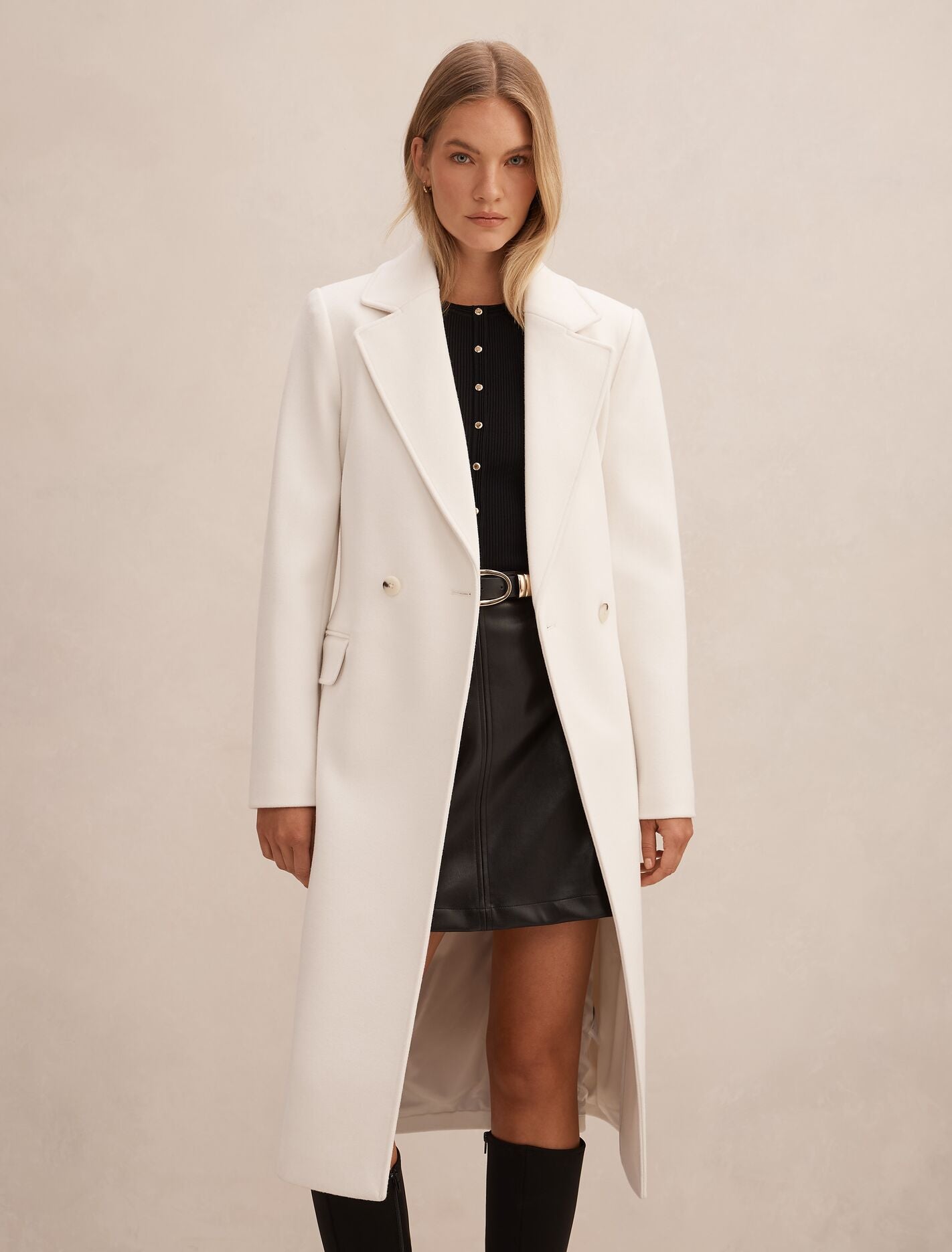 Ariella Double Breasted Coat Winter White | Forever New