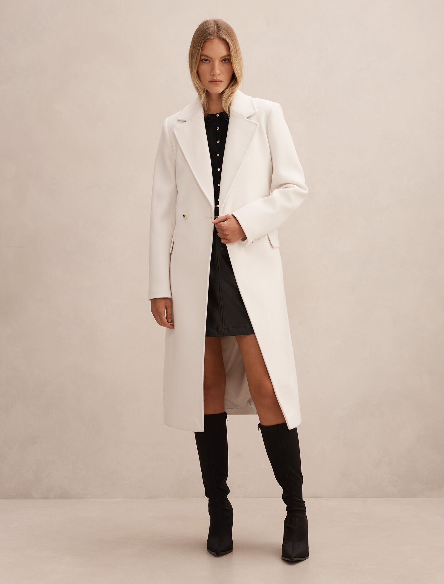 Ariella Double Breasted Coat Winter White | Forever New