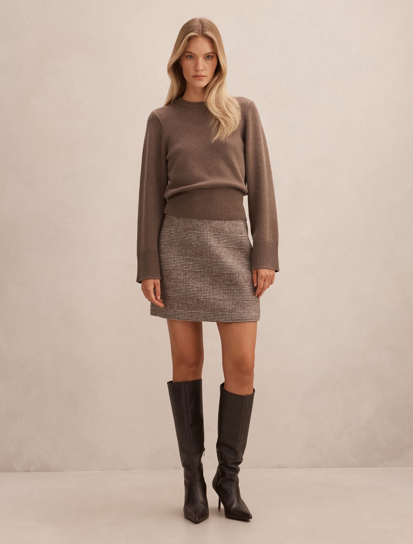 Molly Check Mini Skirt Mid Brown Check Set | Forever New