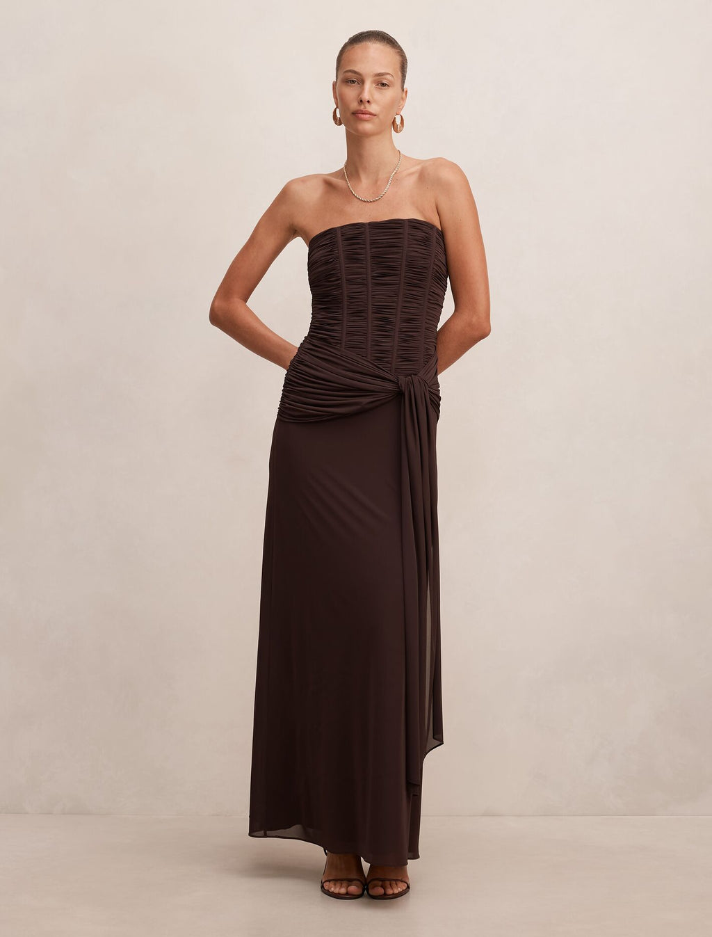 lorelei ruched-bodice dress The Lorelei Ruched-Bodice Midi Dress
