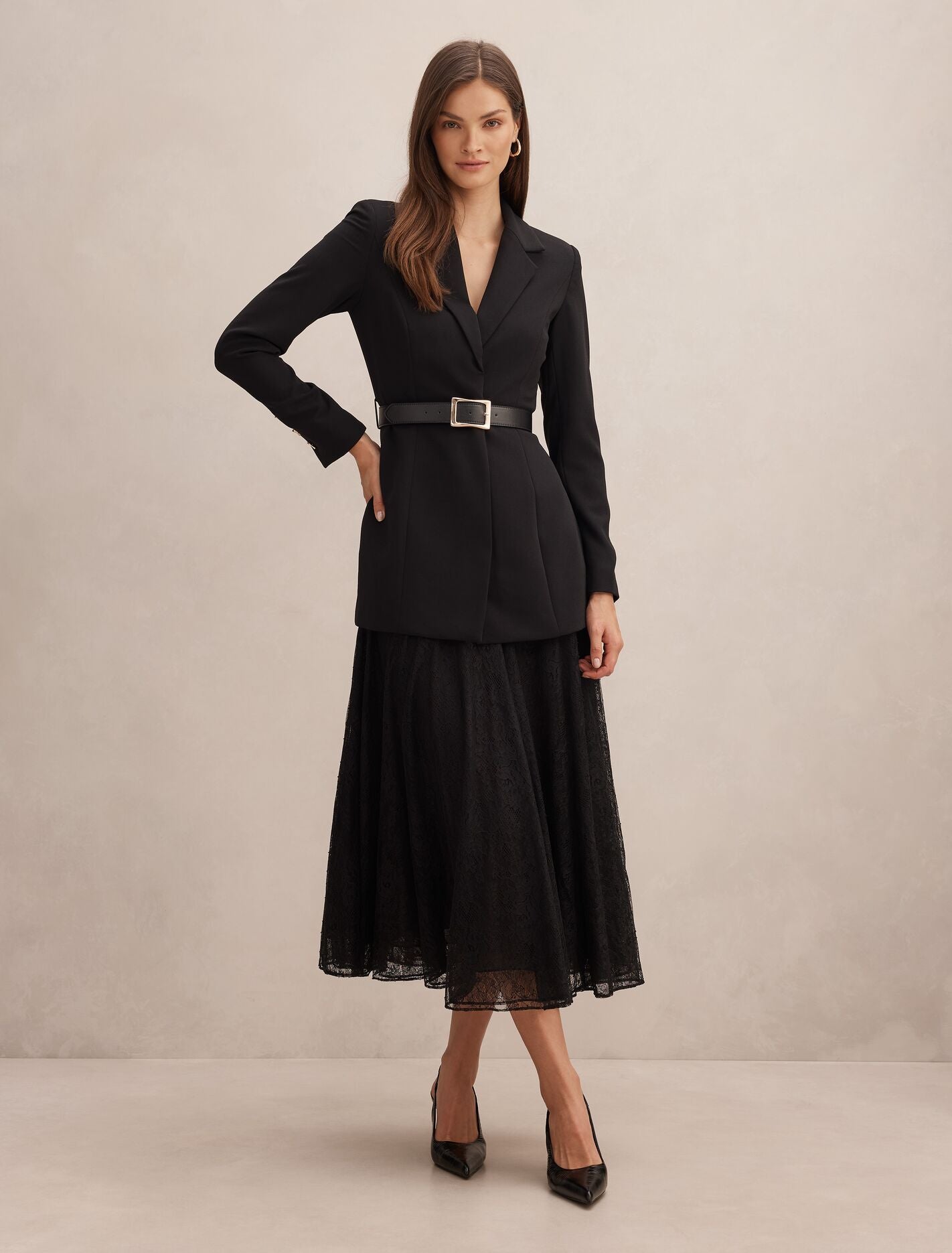 Fallon Lined Blazer 2 In 1 Lace Dress Black Forever New