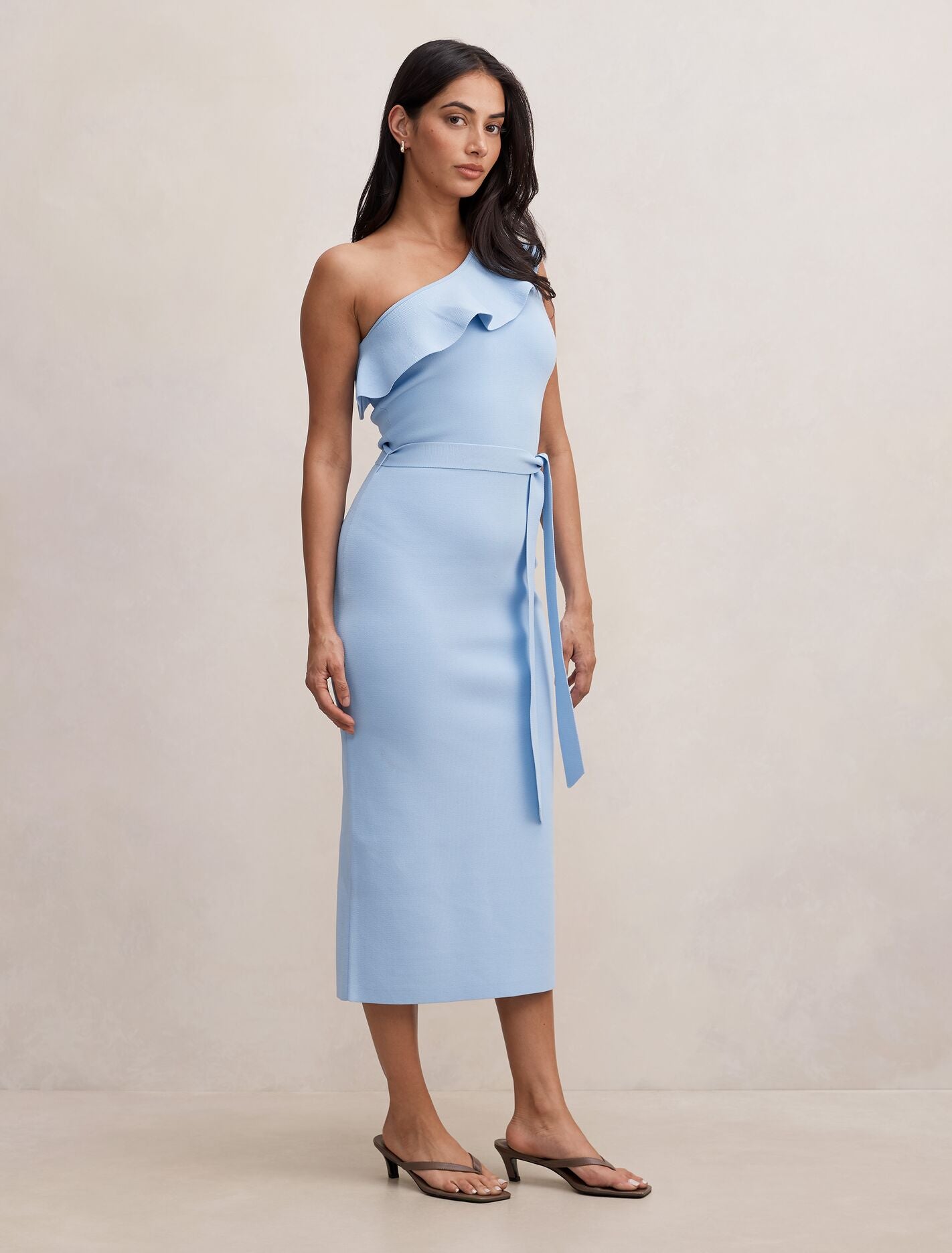 Charlize Asymmetric Frill Midi Dress Forever New