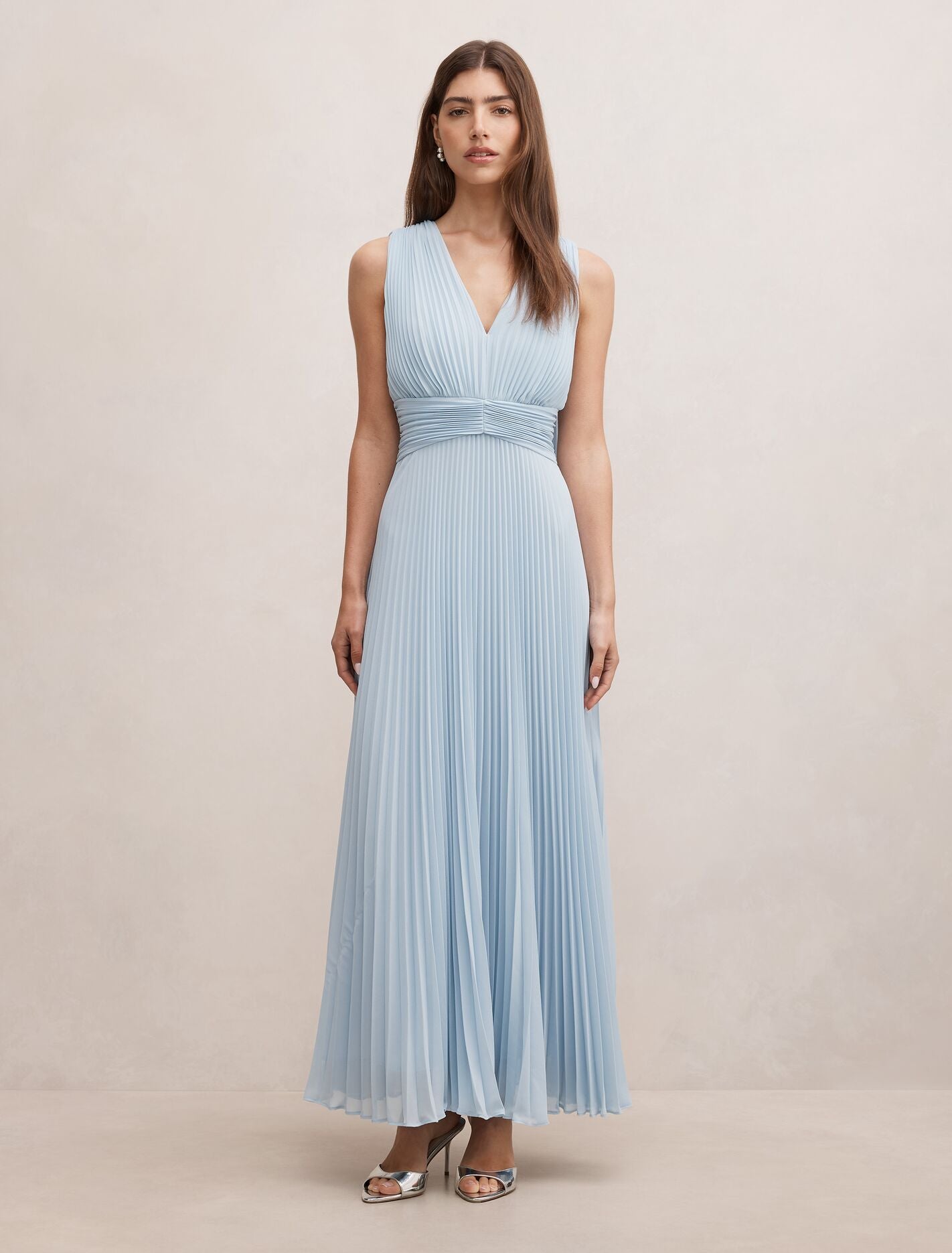 Leia Pleated Cape Maxi Dress Soft Blue Forever New