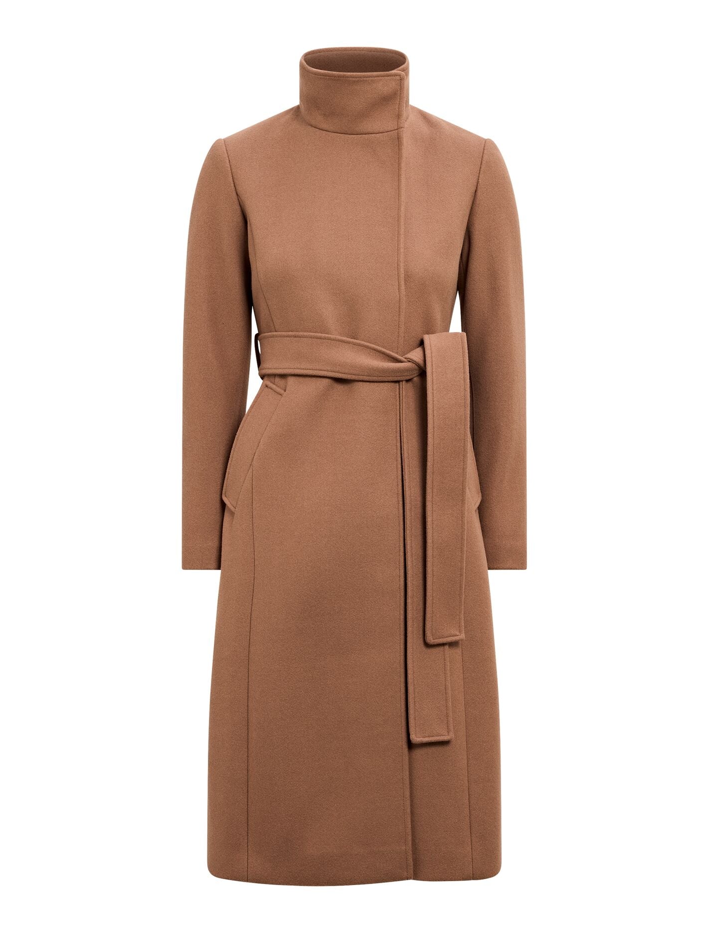 Phoebe Petite Funnel Neck Coat Camel | Forever New