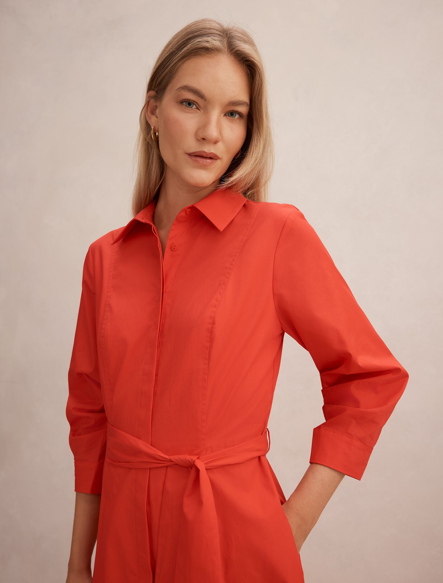Sally Cotton Shirt Midi Dress Red | Forever New