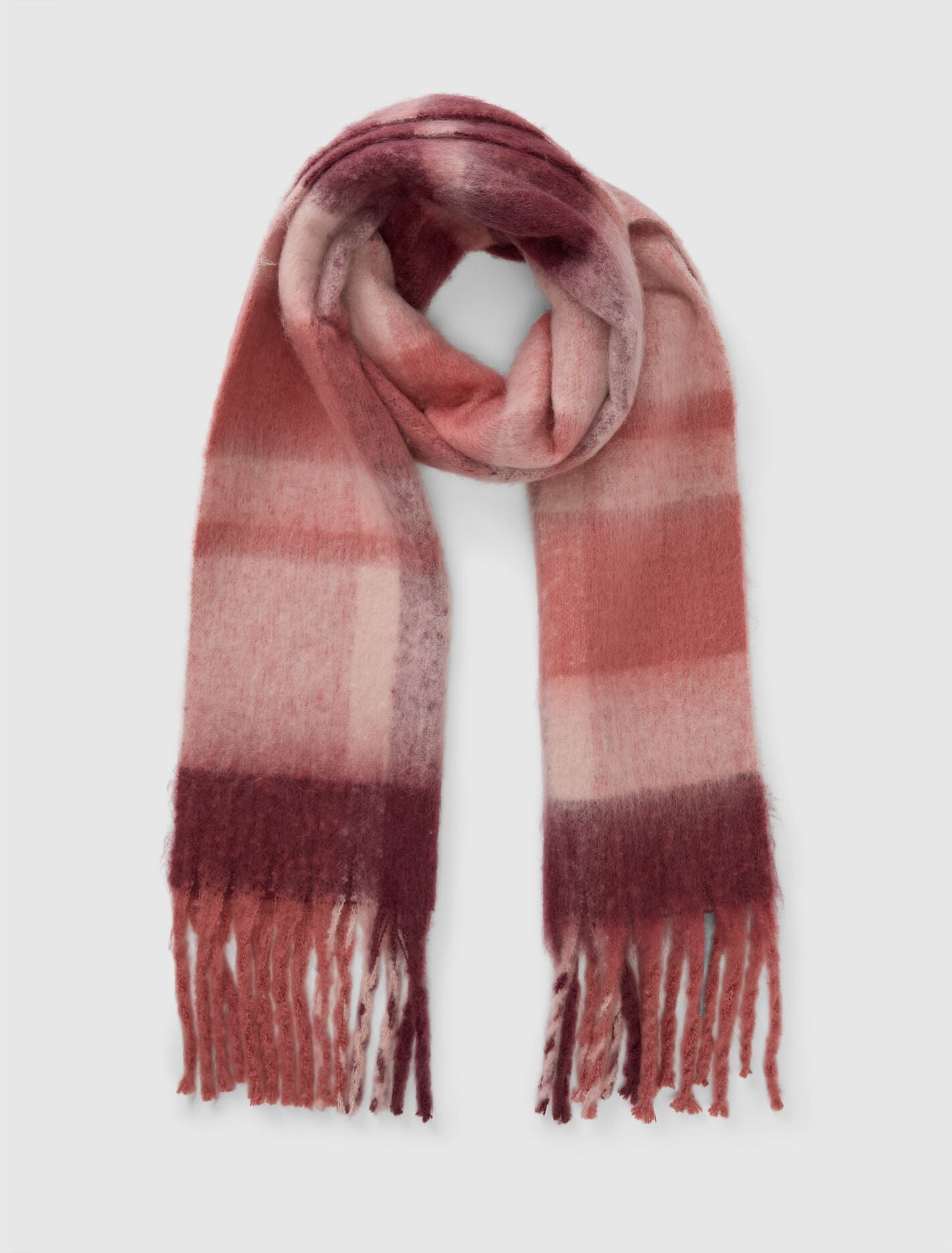 Camille Check Brushed Scarf 0 Berry Forever New