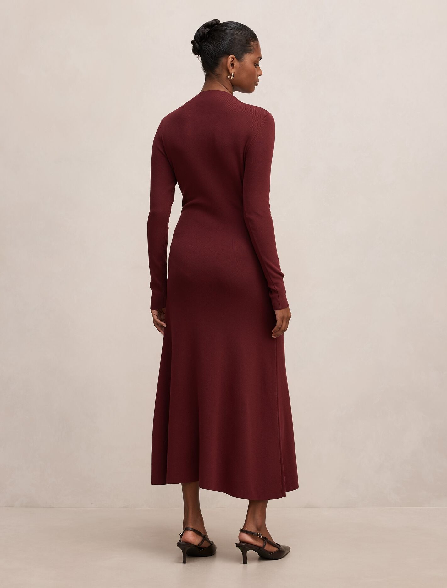 Irina Petite Long Sleeve Tie Knit Dress Port | Forever New