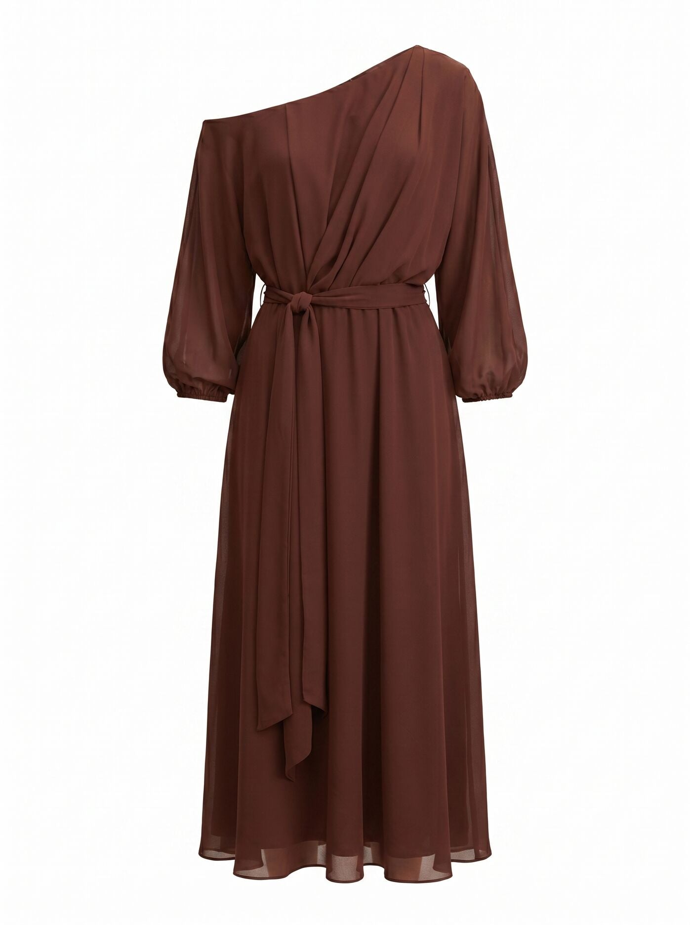Samantha Tipped Draped Midi Dress Chocolate Truffle | Forever New