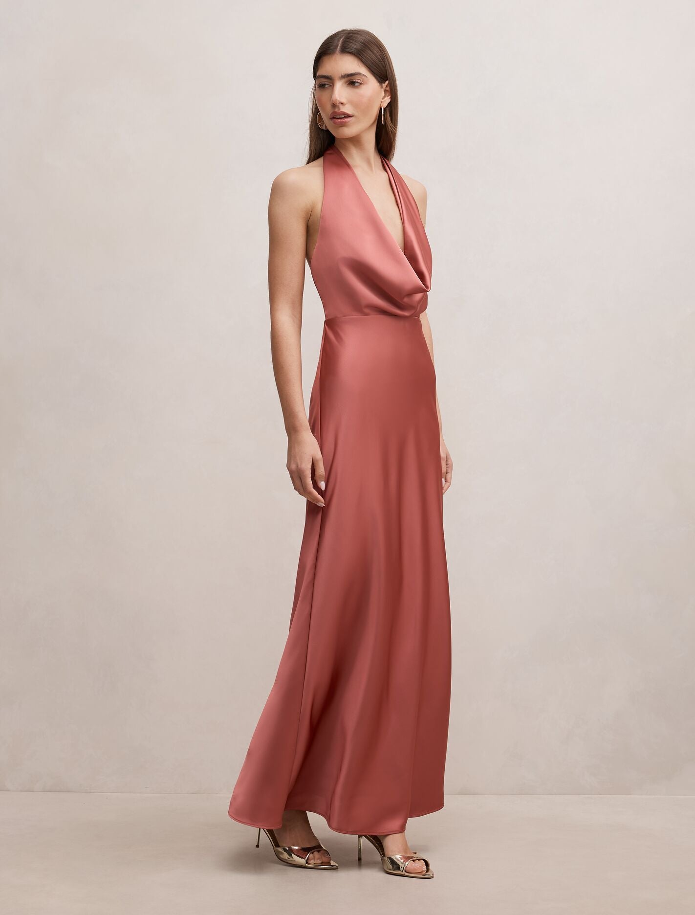 Becca Cowl Halter Satin Dress Forever New