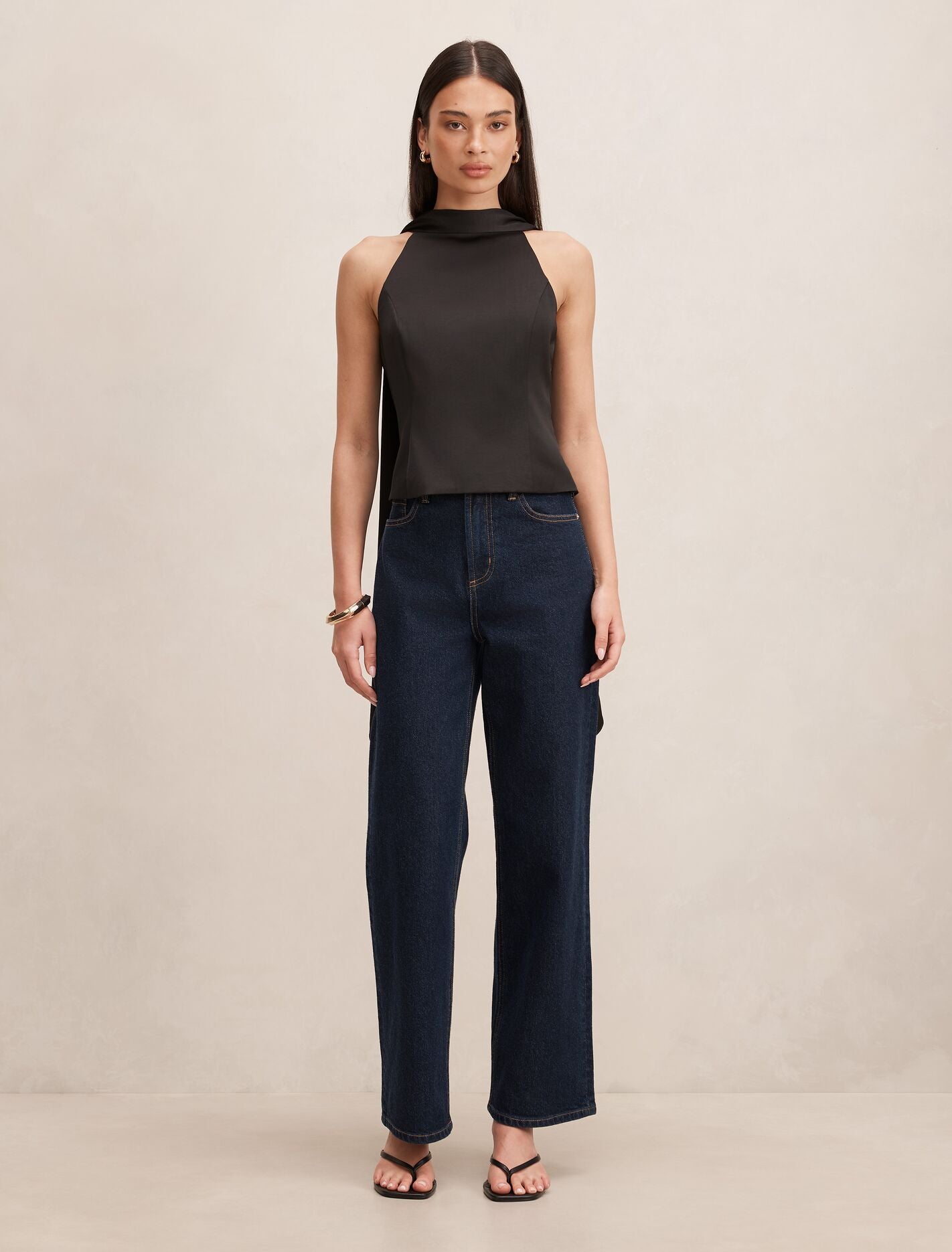 Millie High Neck Cape Top Black | Forever New