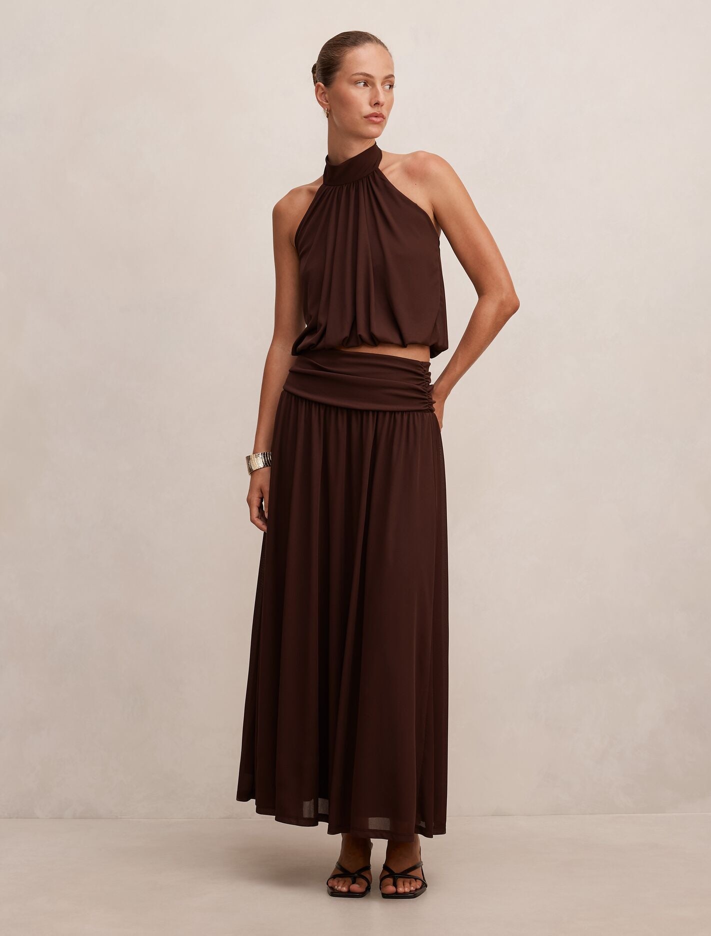 Layne Gathered Basque Maxi Skirt Forever New
