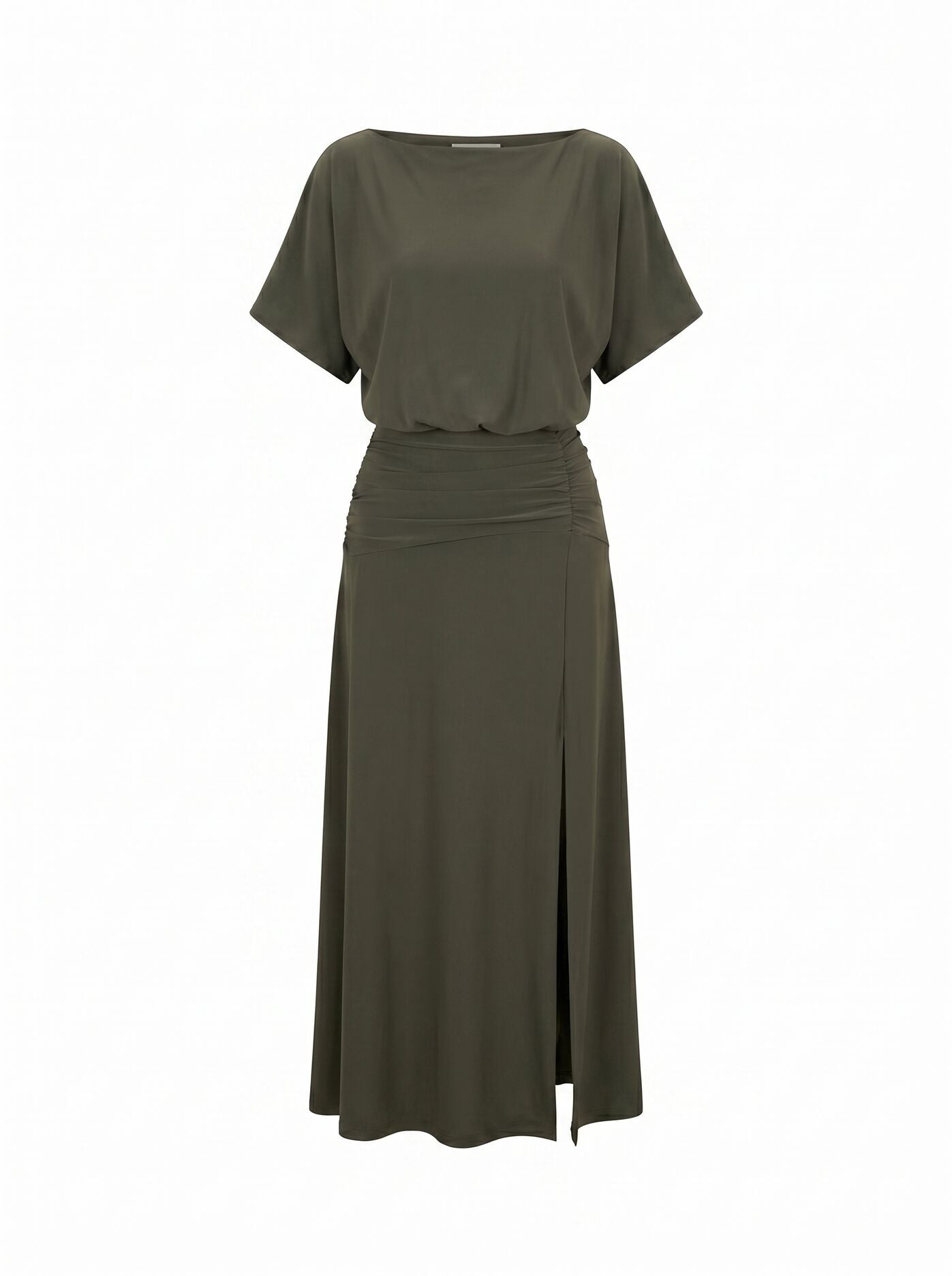 Parker Draped Jersey Midi Dress Thyme Green | Forever New