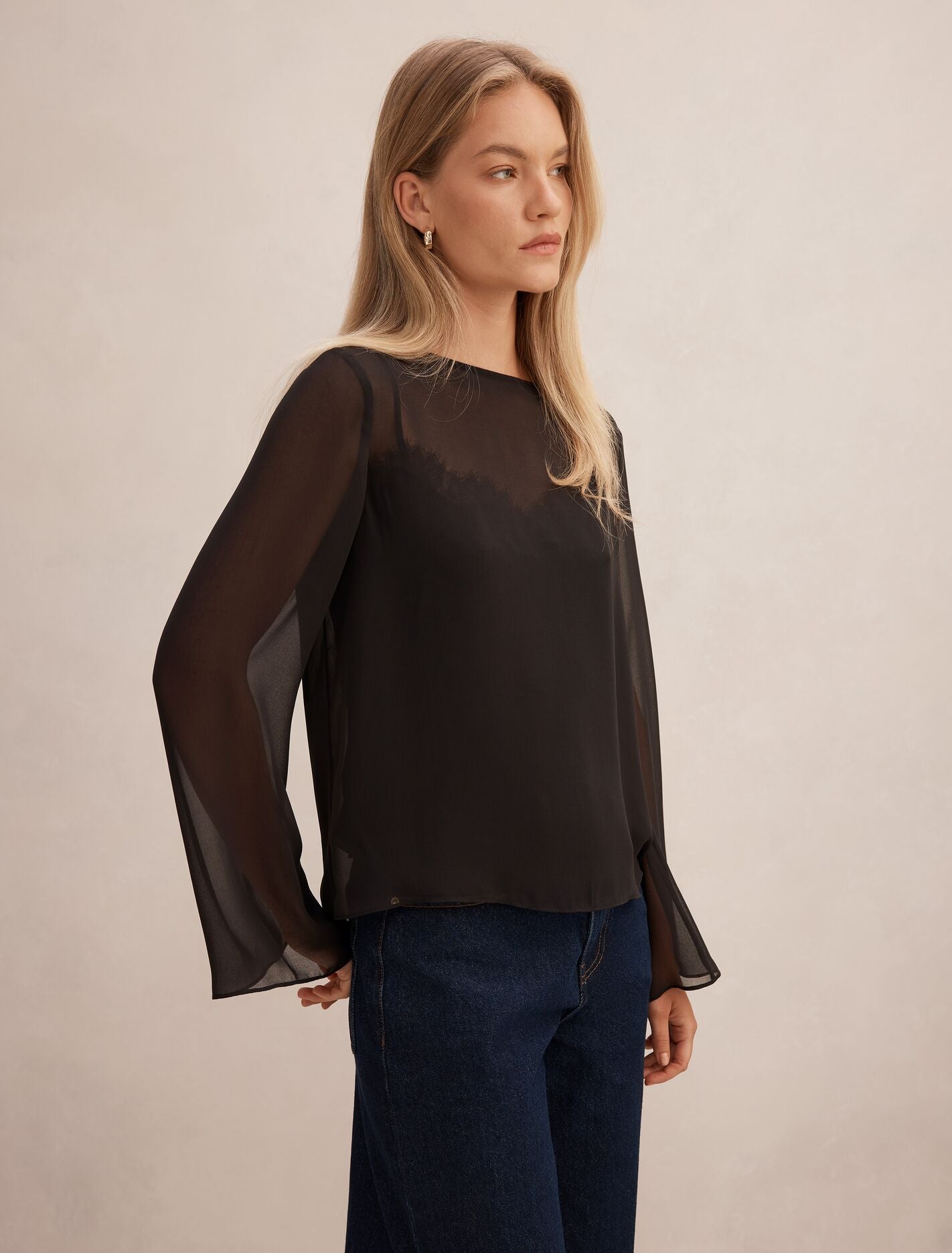 Lottie Sheer Long Sleeve Top Forever New
