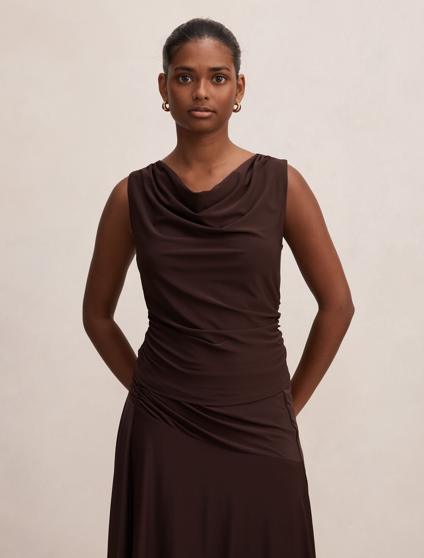 Ada Petite Drape Cowl Back Top