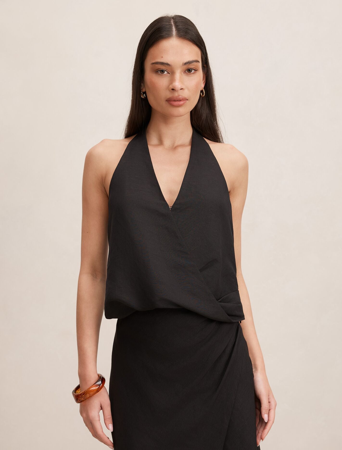 Mila Halter Wrap Top Black A Co-ord Forever New