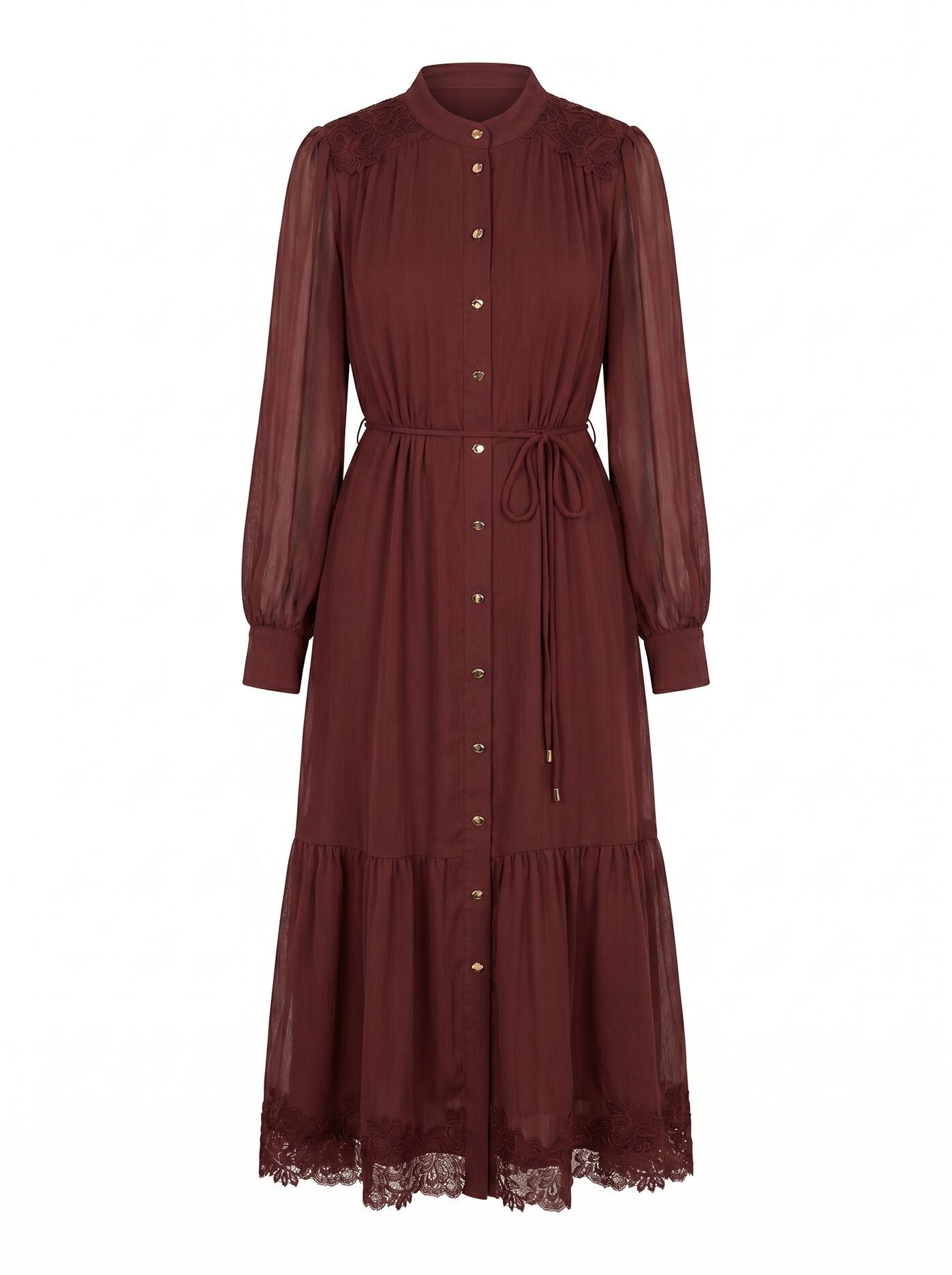 Harriet Petite Lace Midi Dress Tawny Port | Forever New