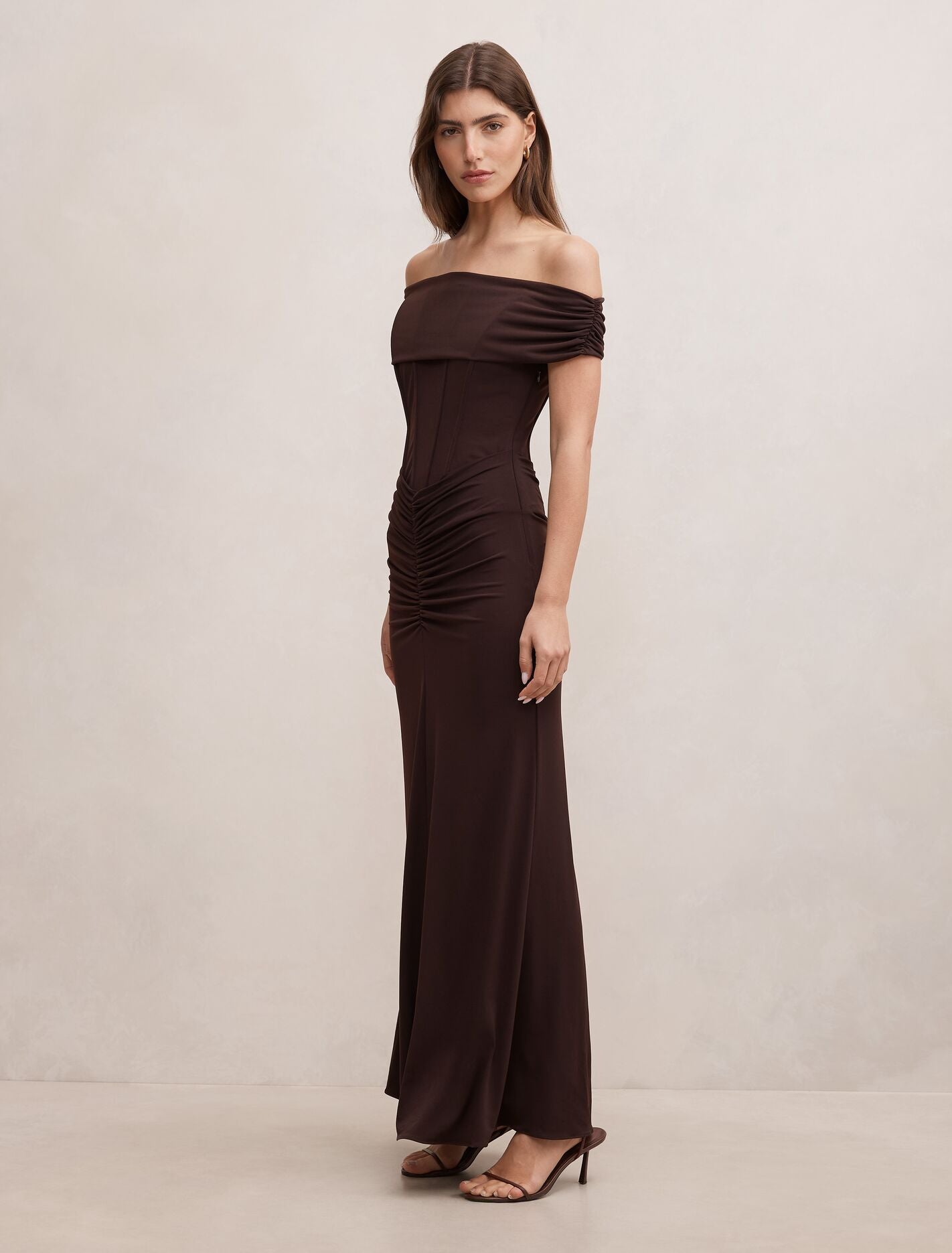 Ania Ruched Bardot Maxi Dress Forever New