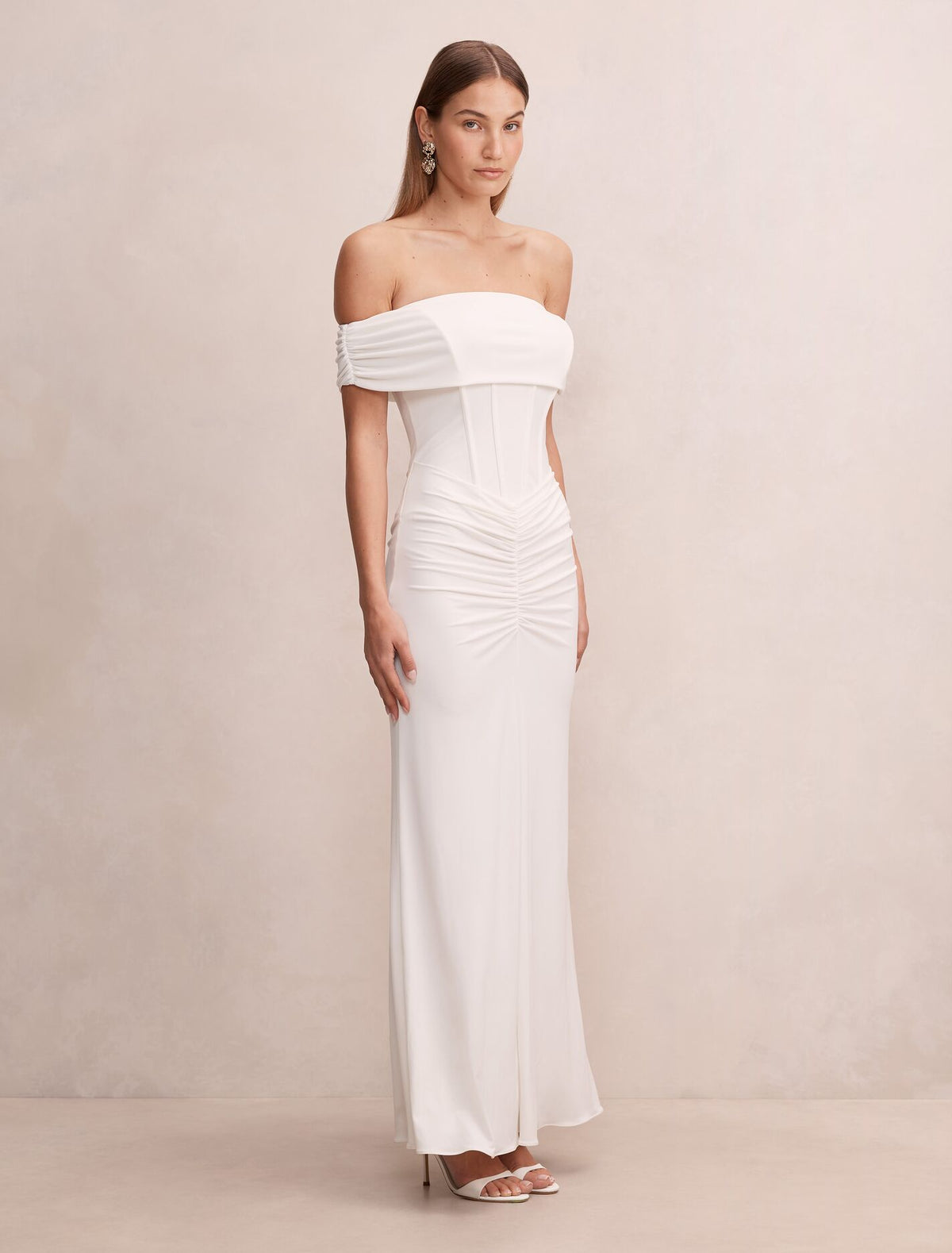 Ania Ruched Bardot Maxi Dress