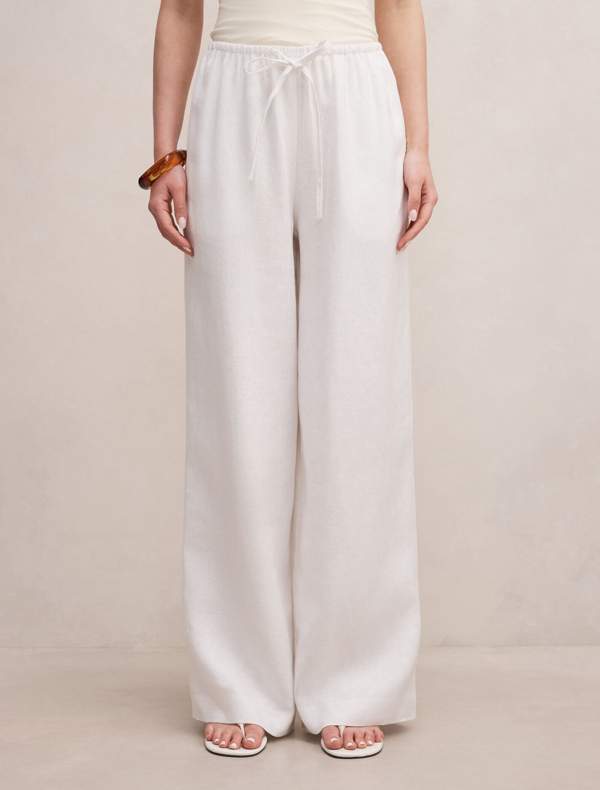 Lily Linen Drawstring Pants Porcelain Forever New