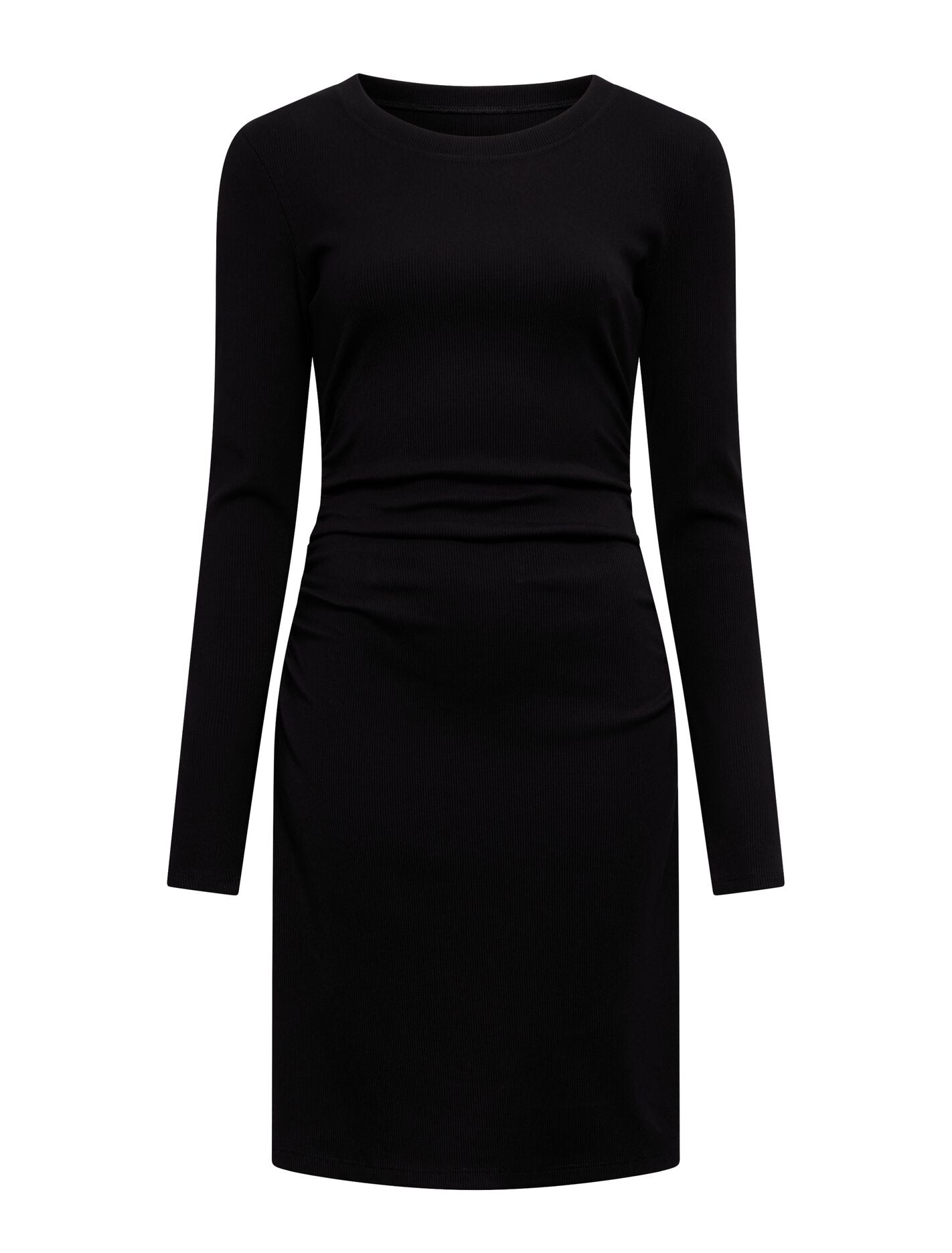 Ash Long Sleeve Ribbed Mini Dress Black