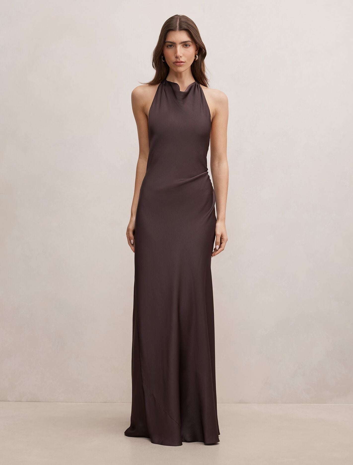 Drew Halter Back Tie Maxi Dress Warm Chocolate Forever New