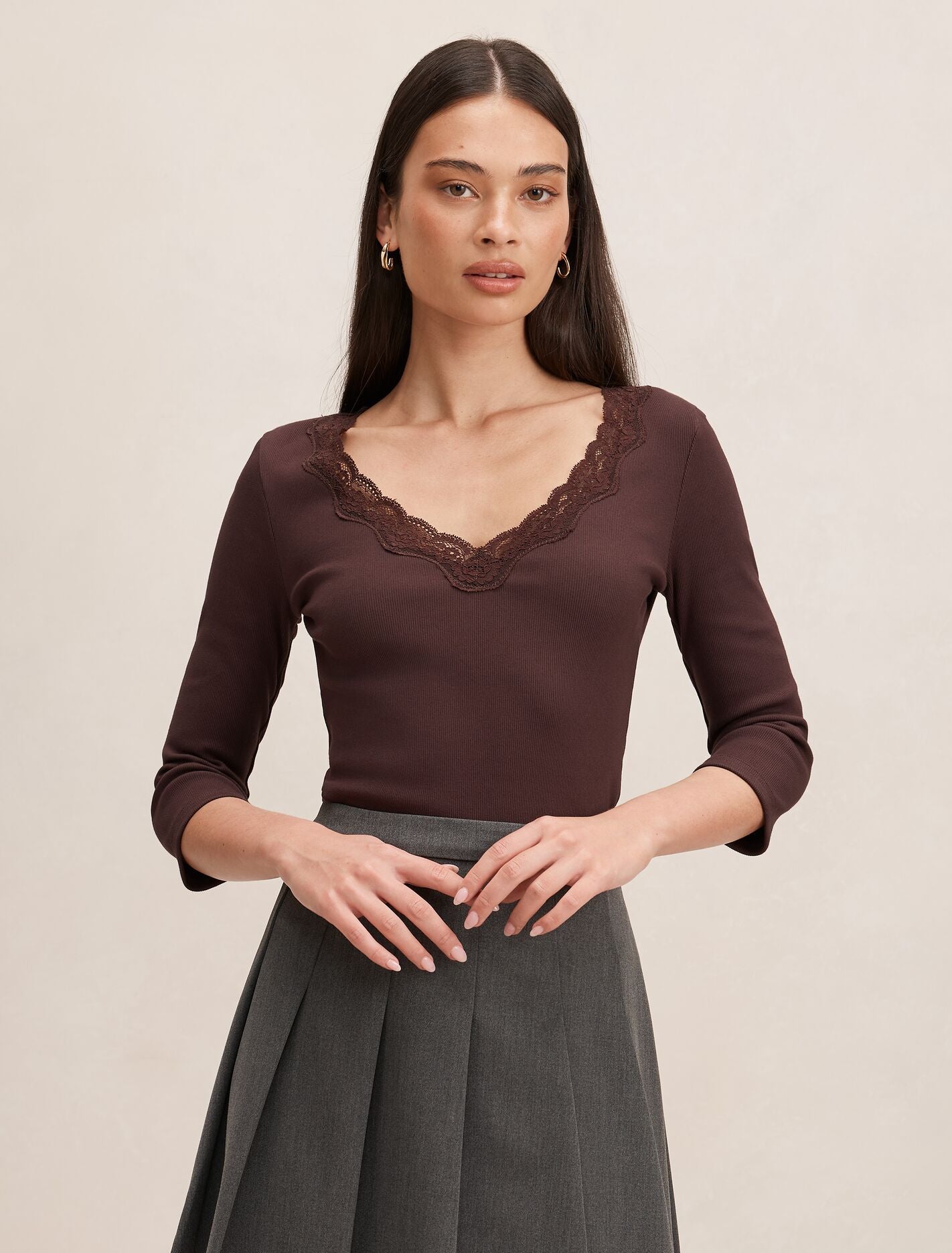 Selena Trim Lace Long Sleeve Top Forever New
