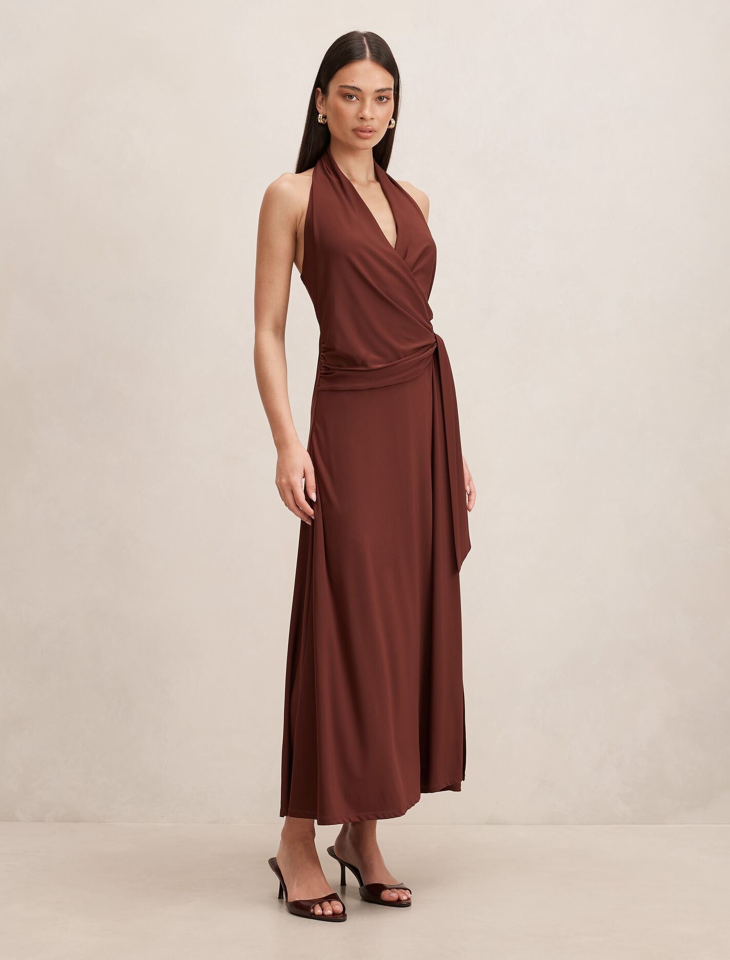 Aaliyah Wrap Halter Midi Dress Forever New