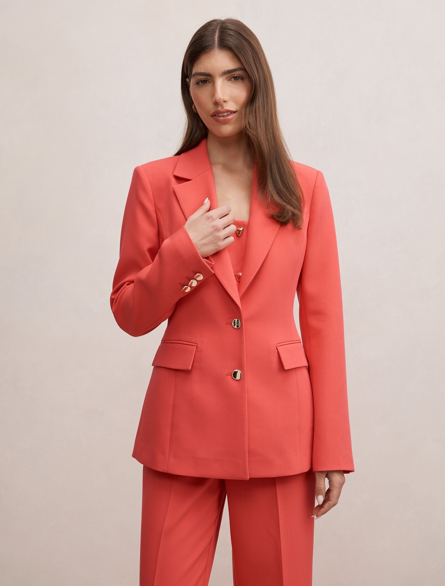 Lee Nipped Waist Blazer Pink Suit Forever New