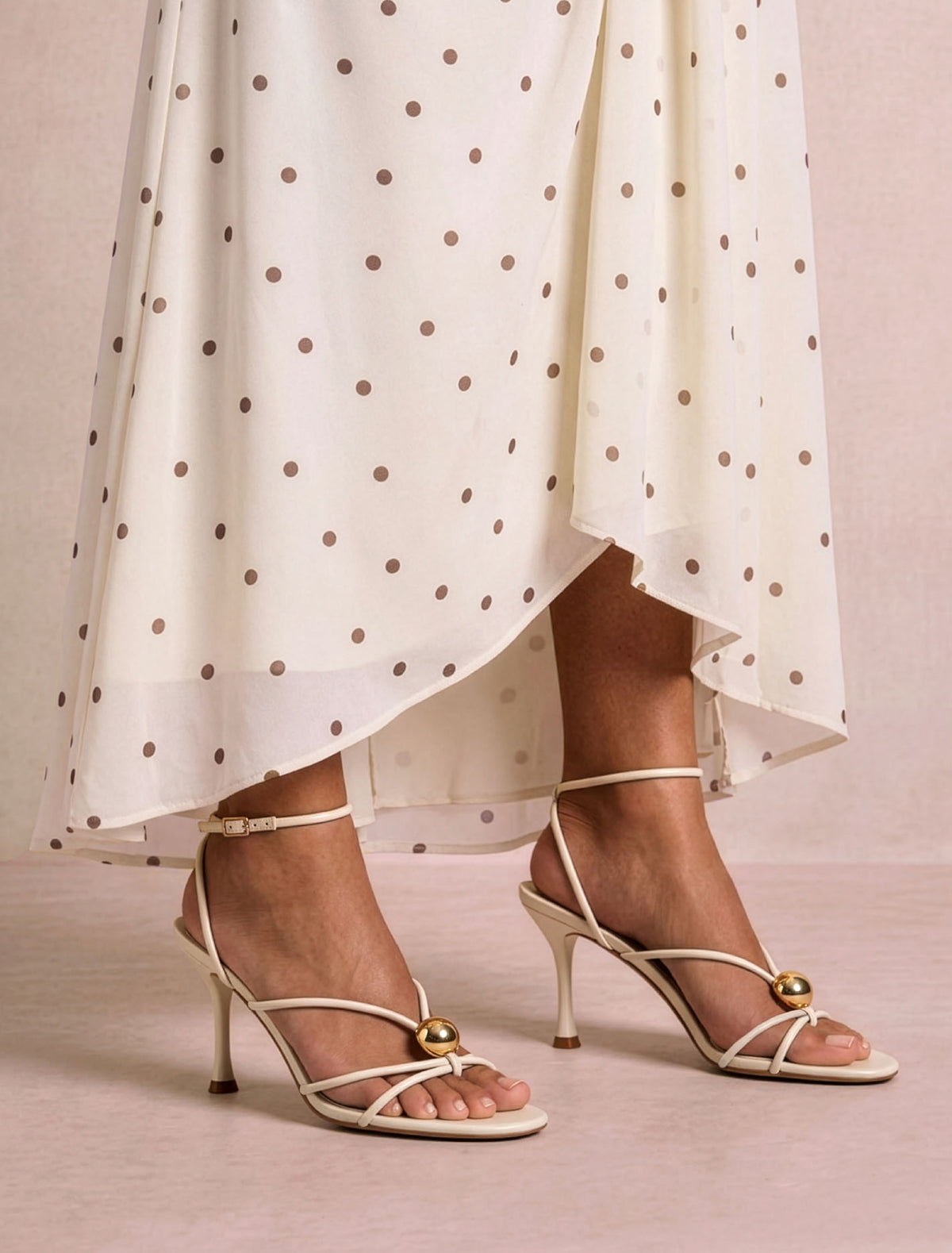 Summer Strappy Metal Trimmed Heeled Sandal