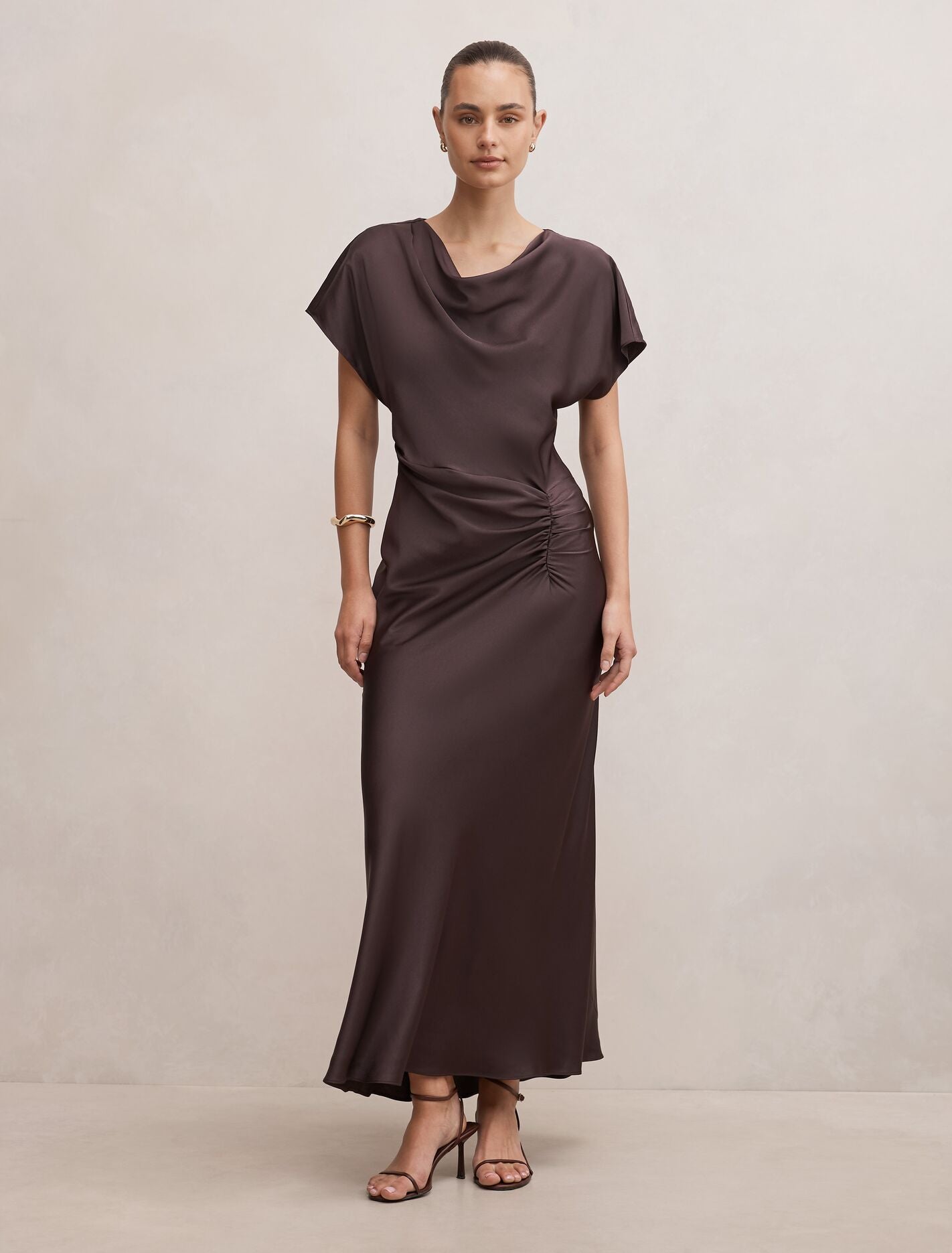 Ada Grown On Sleeve Maxi Dress Dark Chocolate Forever New