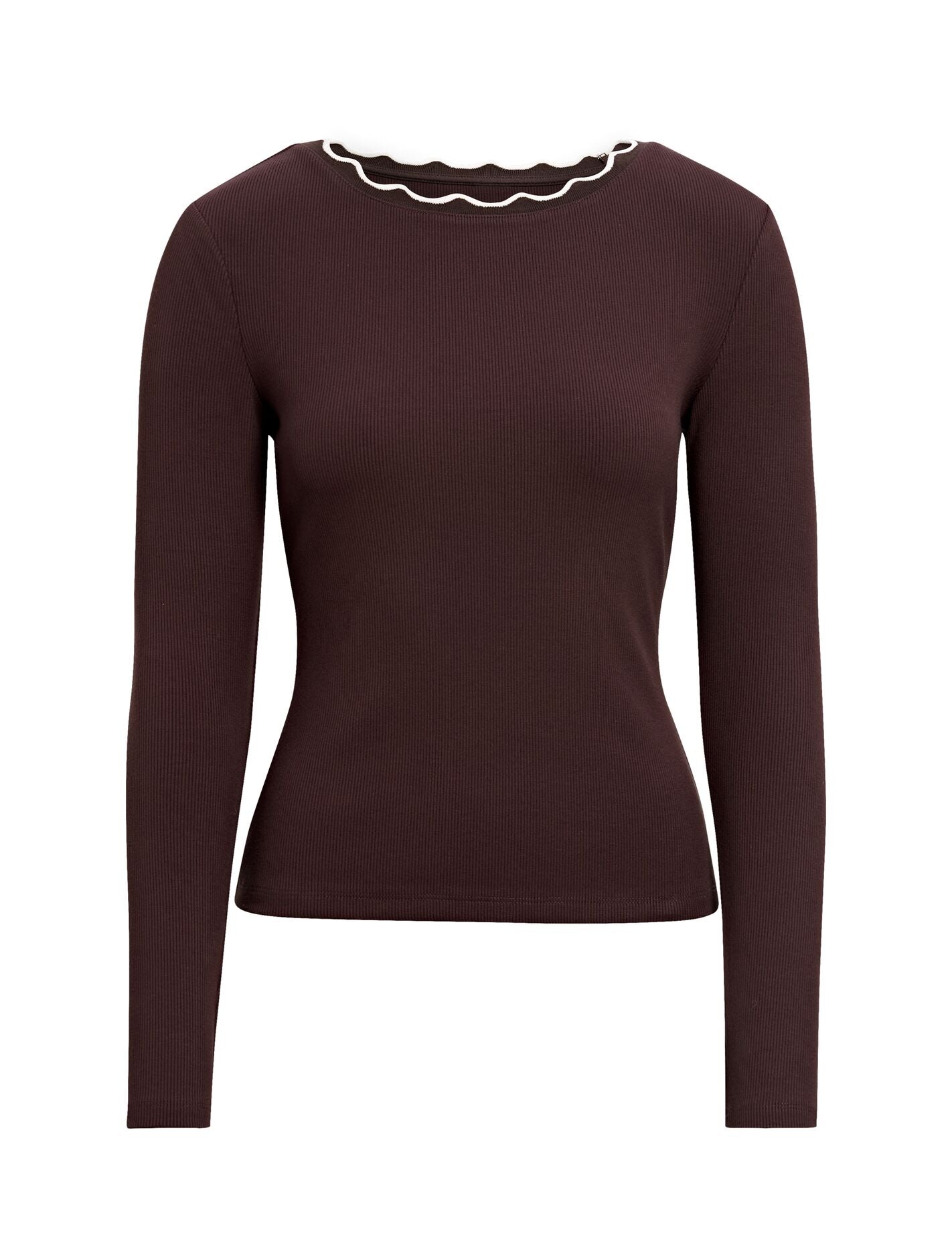 Rebecca Scallop Long Sleeve Top Forever New
