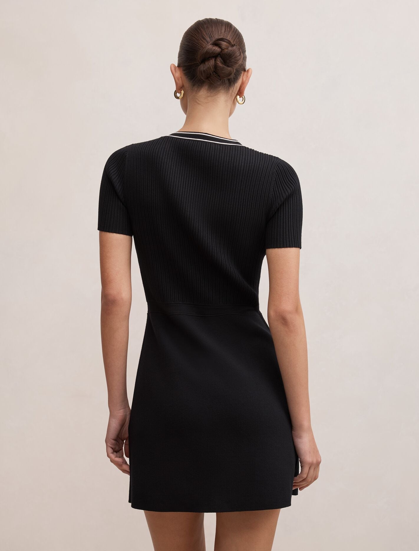Isobella Tipped Knit Mini Dress Mono | Forever New