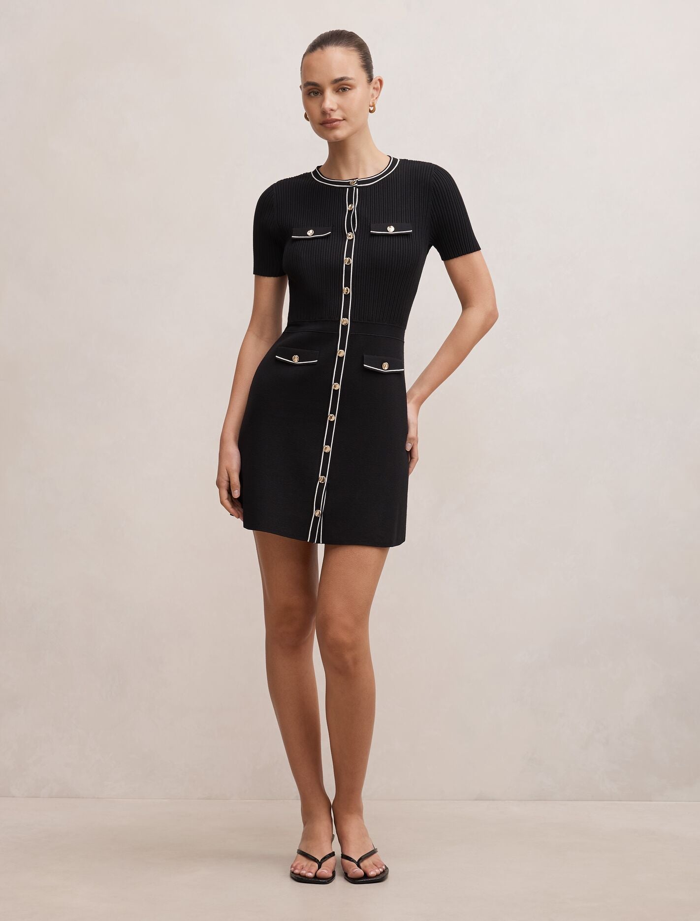 Isobella Tipped Knit Mini Dress Forever New
