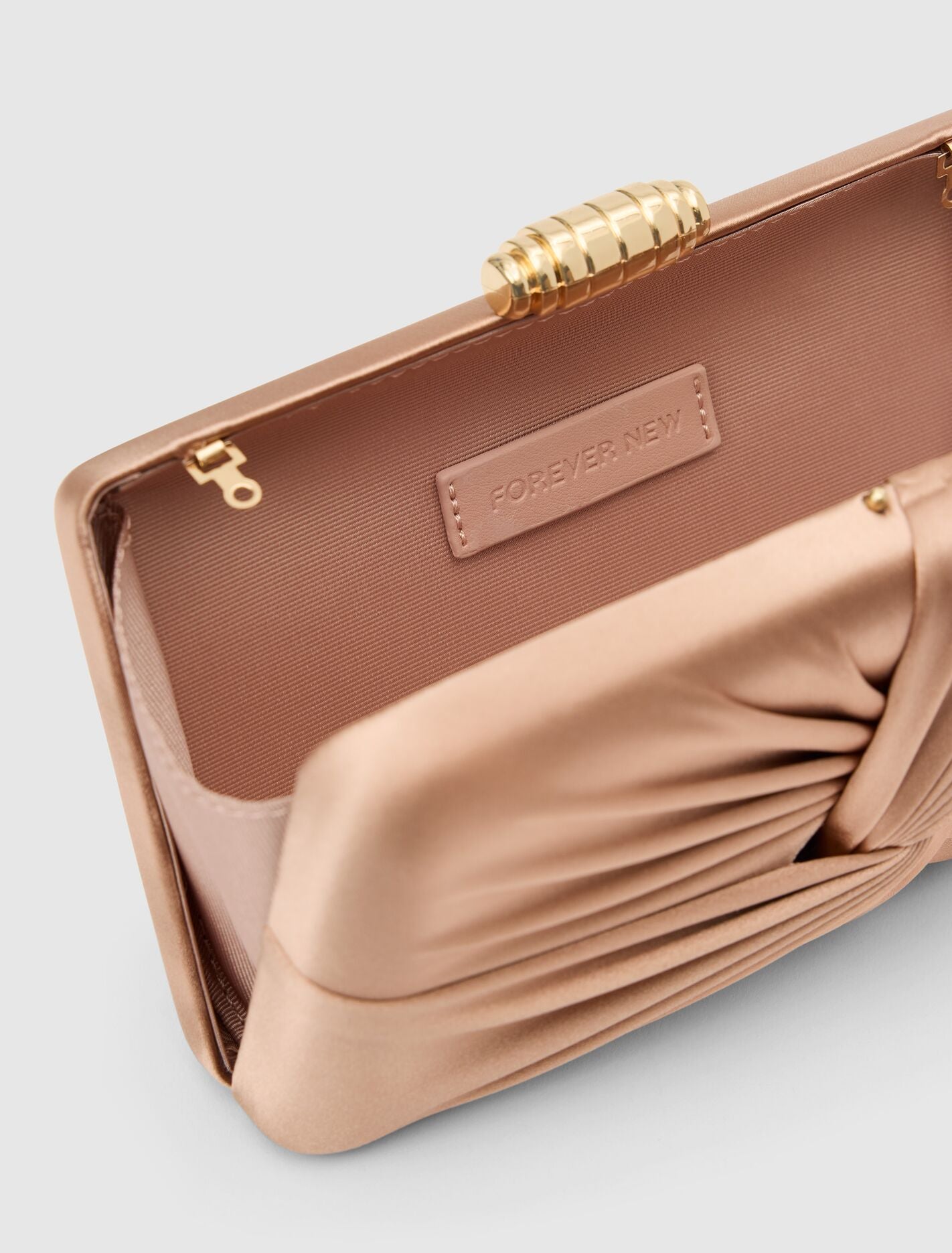 Tate Twist Satin Hardcase Clutch Forever New