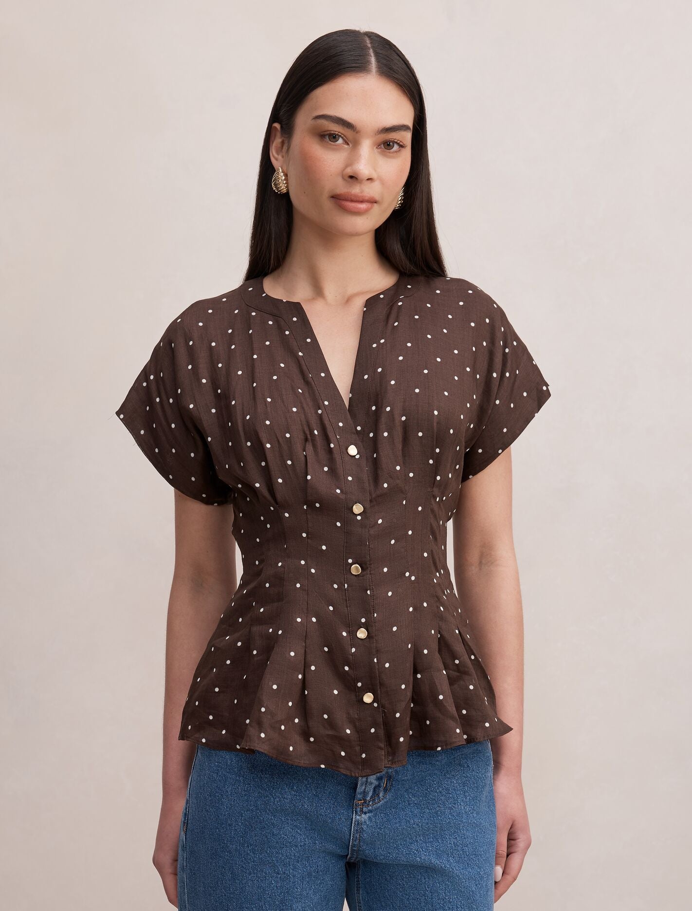 Jemma V Neck Blouse Luxton Spot Forever New