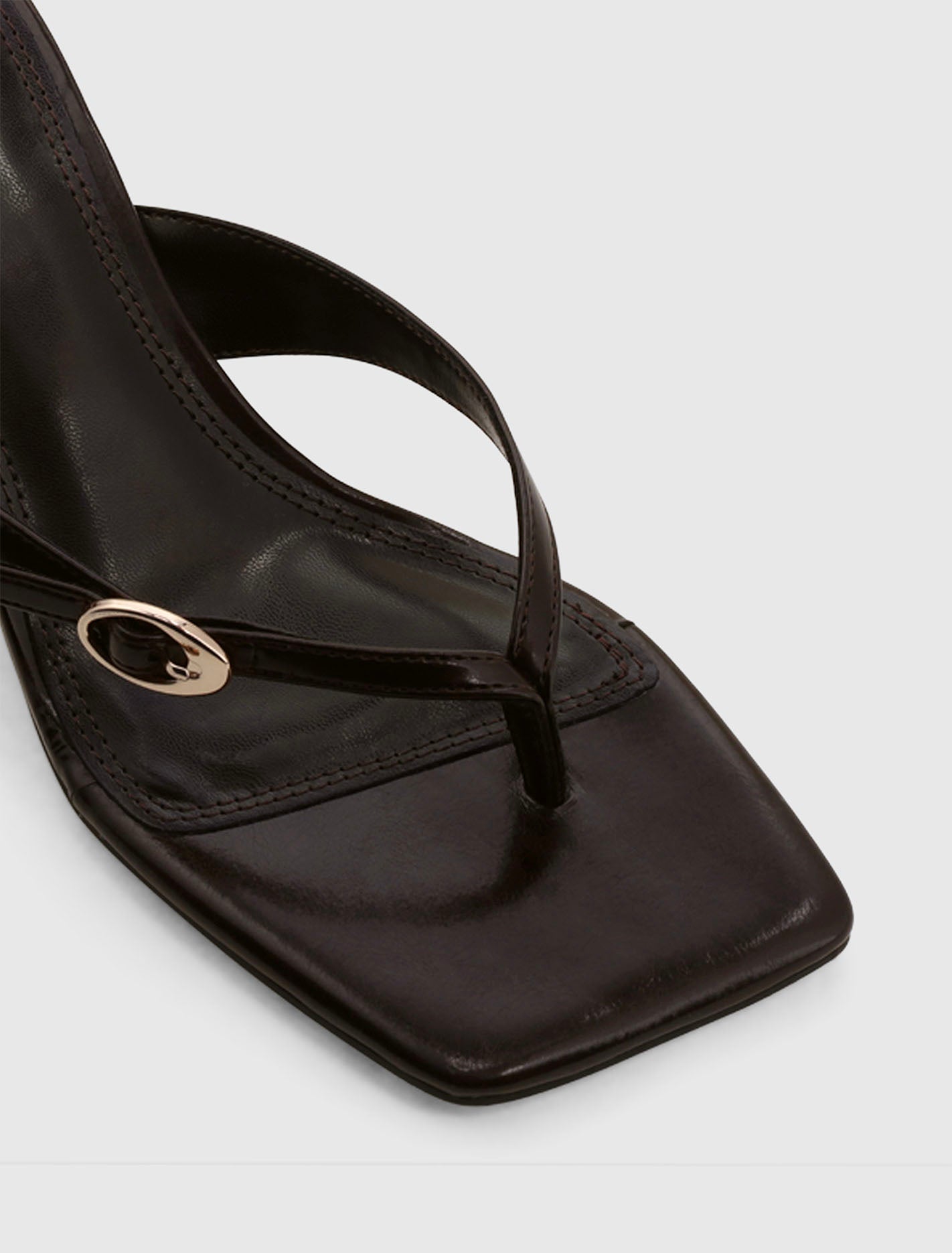 Belinda 2 Buckle Detail Thong Heeled Sandal Forever New