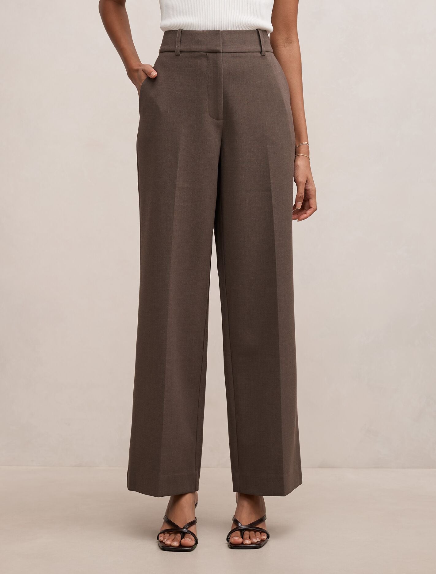 Ada Petite Straight Leg Pants Dark Mushroom Set Forever New