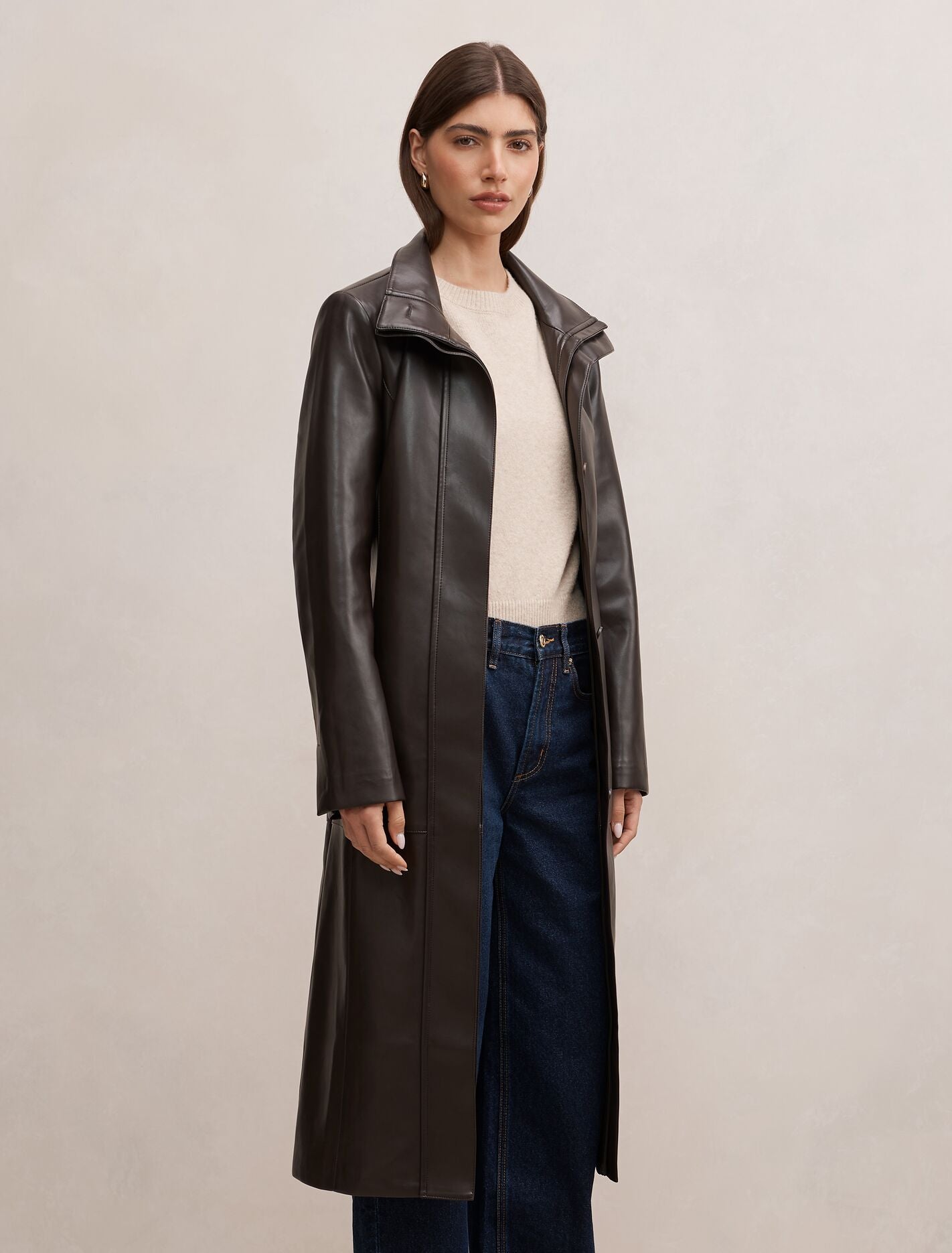Bonnie Pu Funnel Trench Coat Chocolate | Forever New