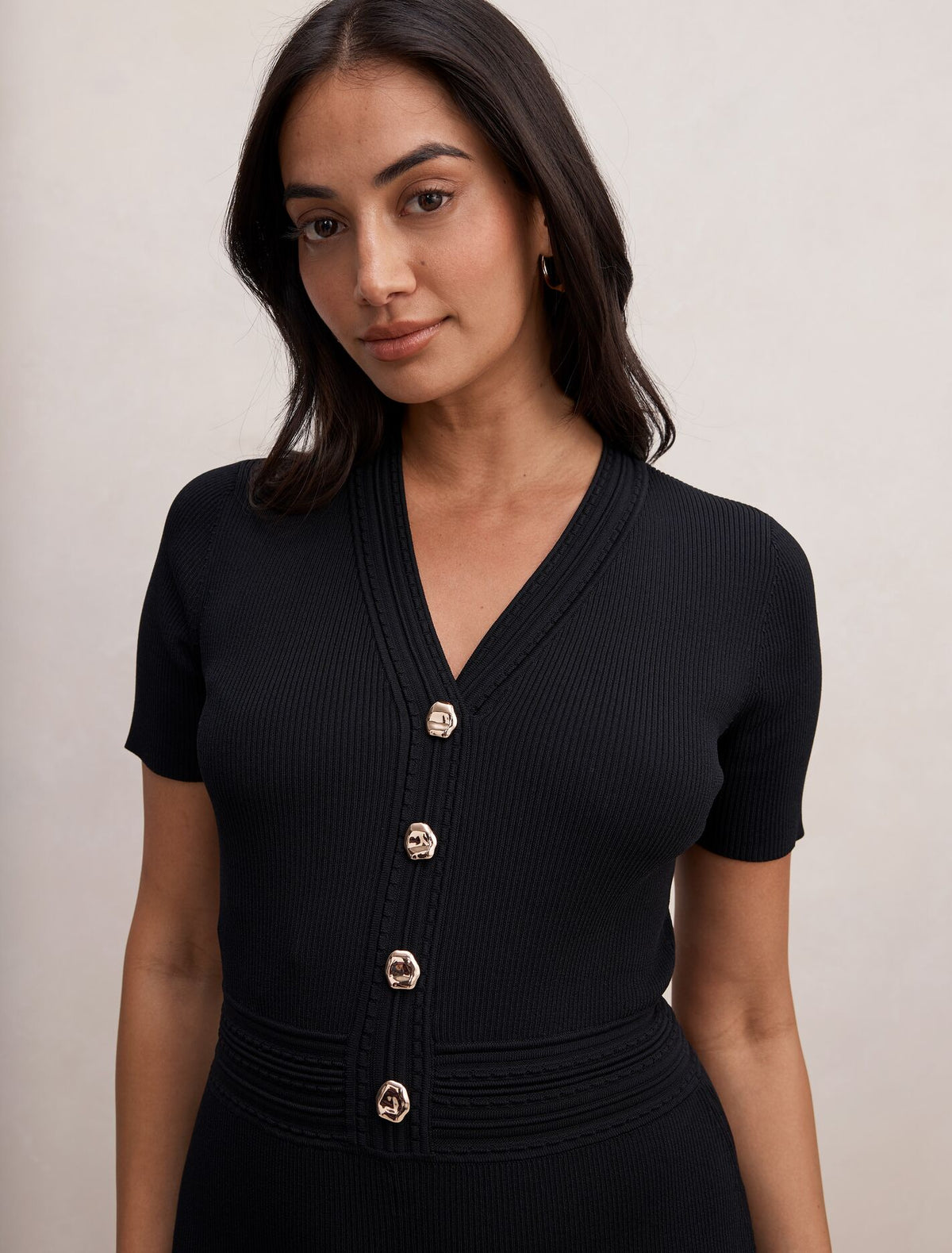 Niki V-Neck Stitch Knit Dress Forever New