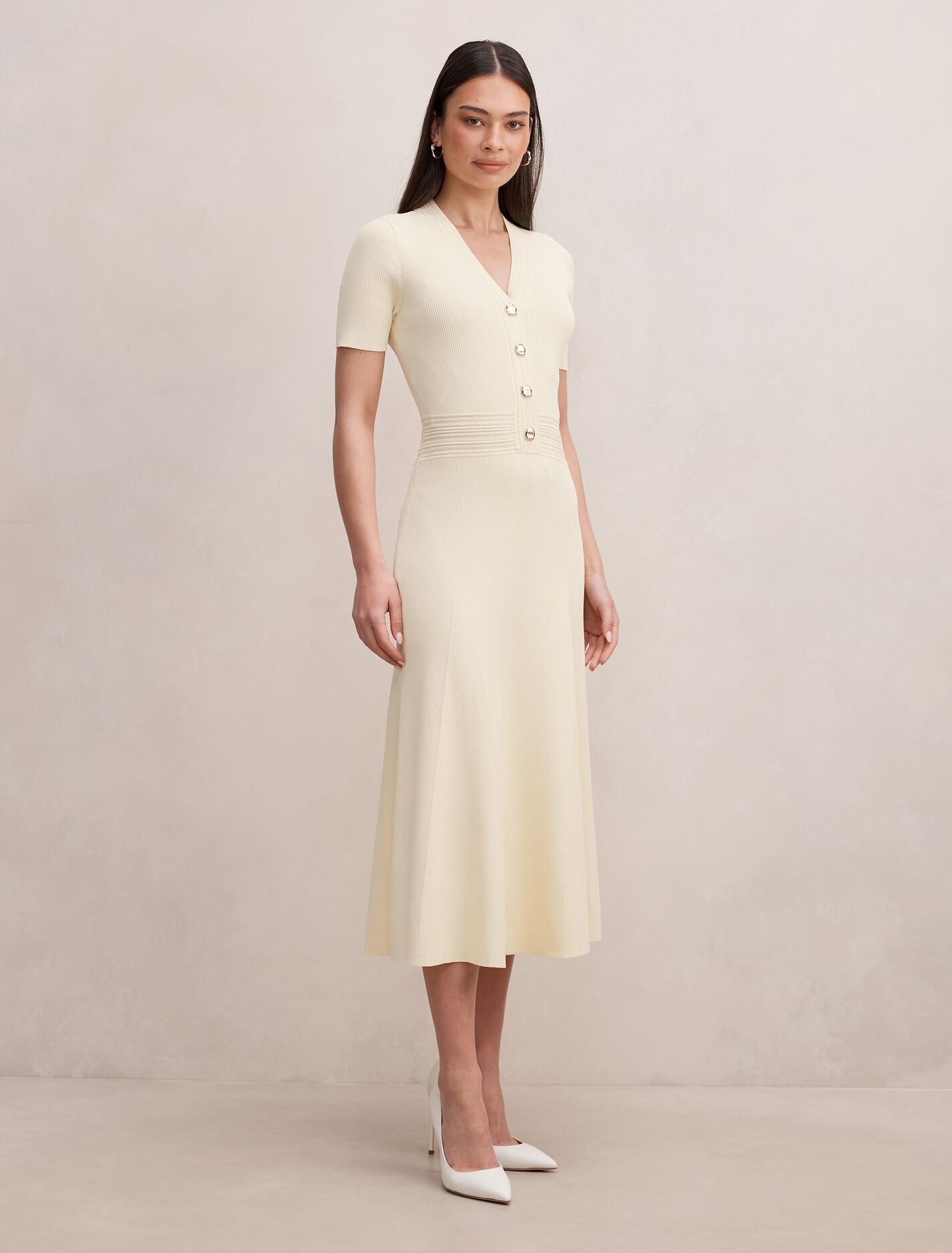 Niki V-Neck Stitch Knit Dress Forever New