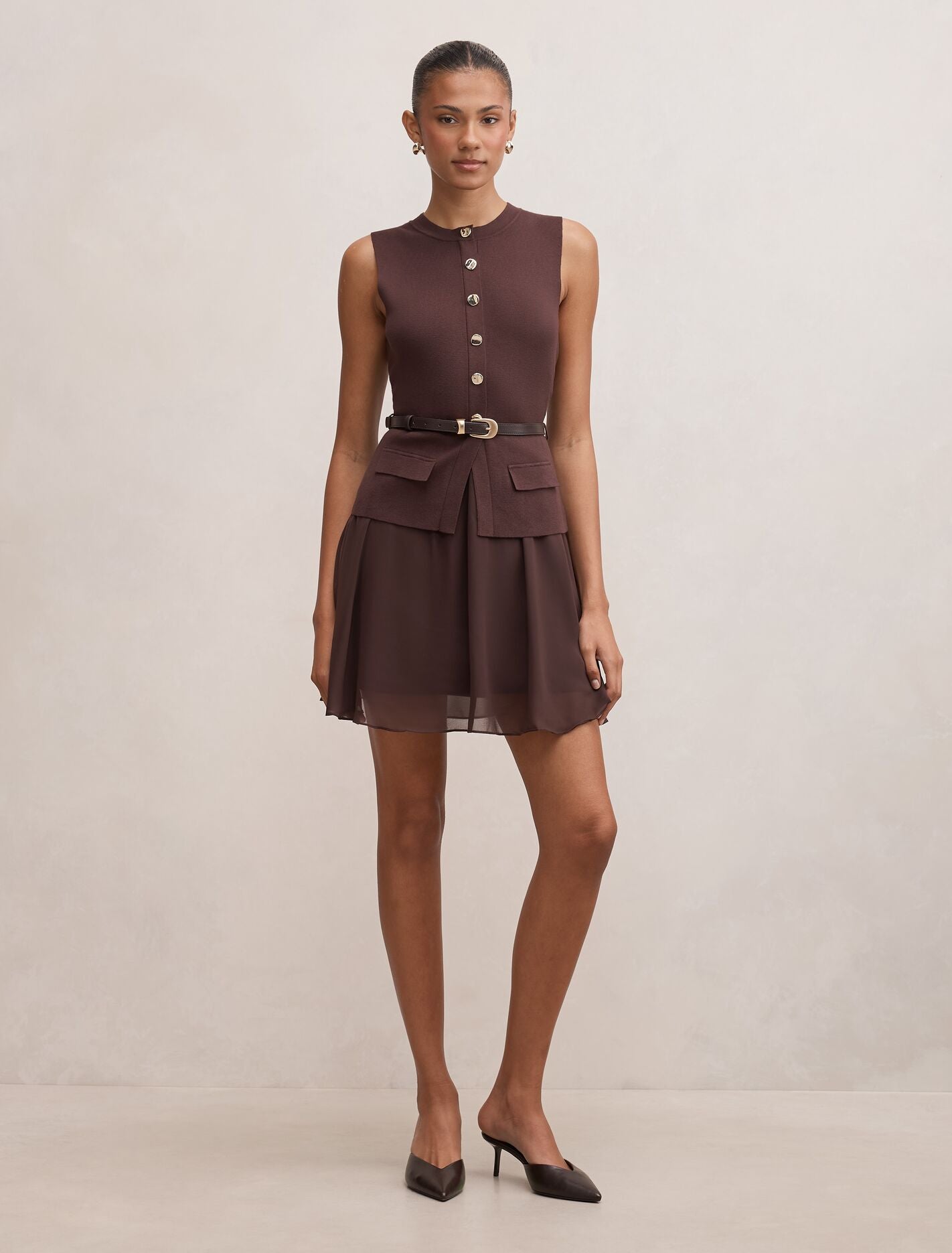Belle Woven Mix Mini Dress Forever New