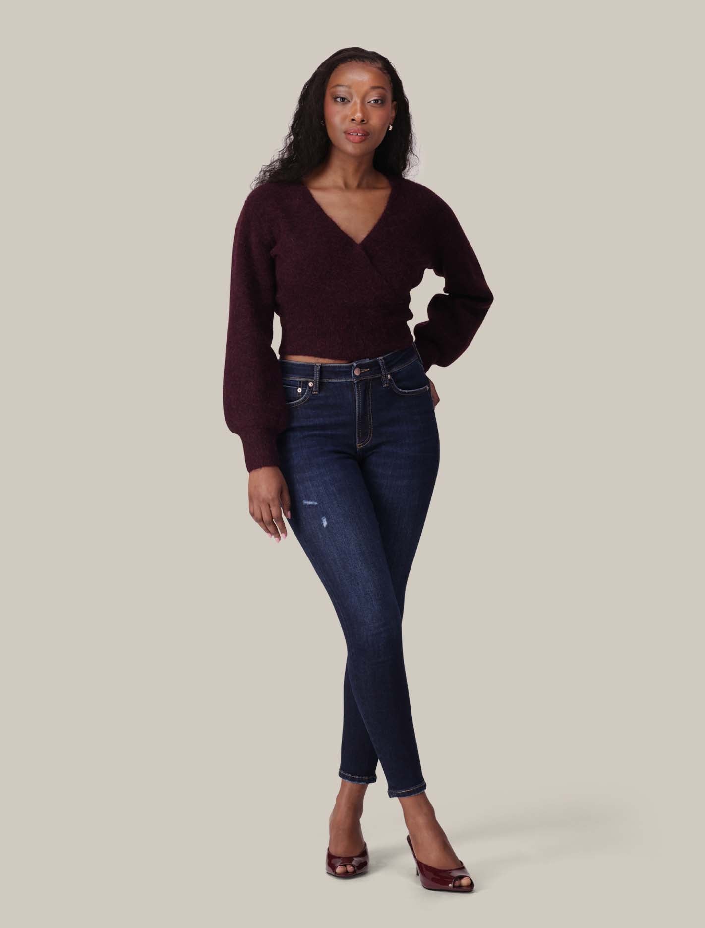 Nala Mid-Rise Dark Ripped Skinny Jeans Forever New
