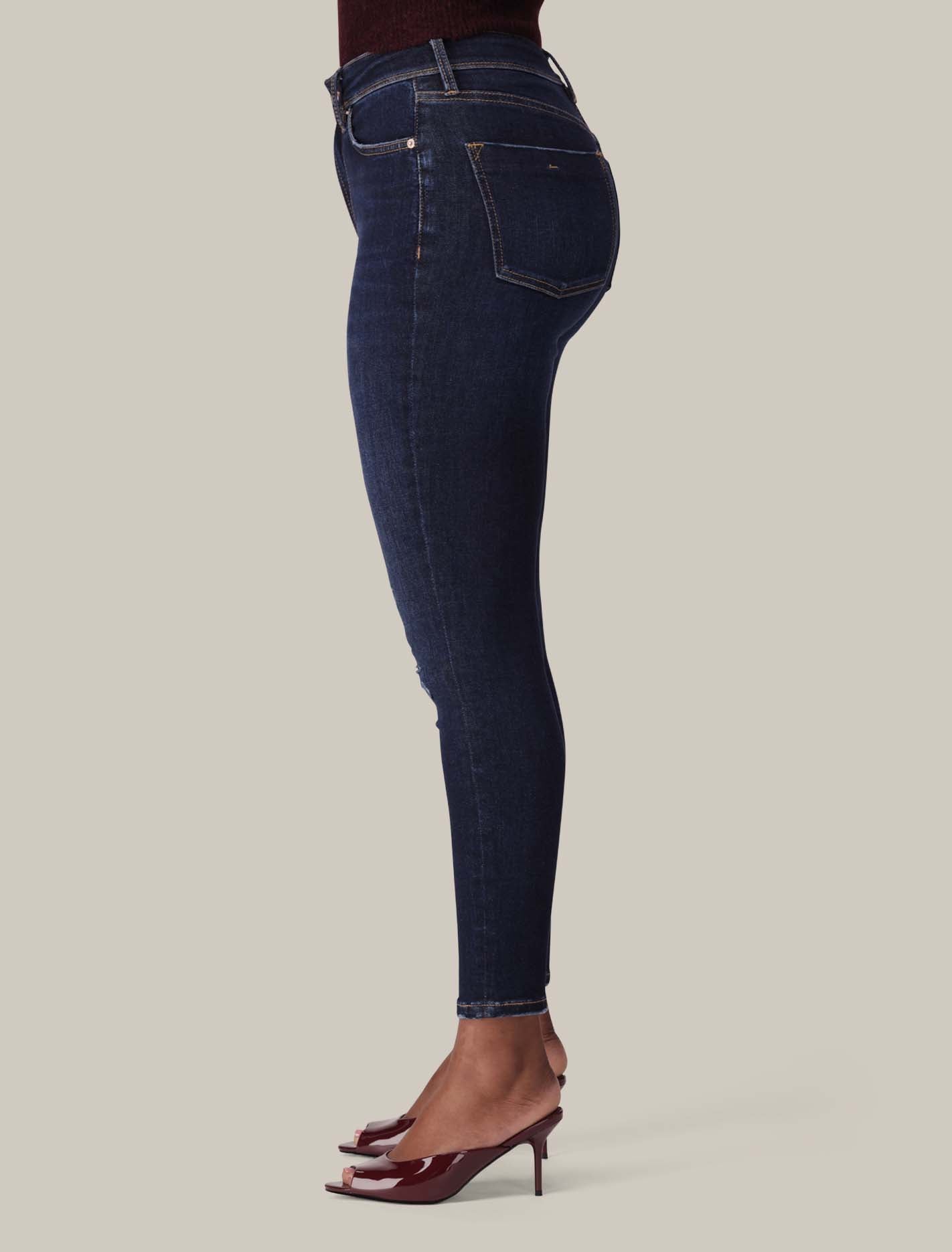 Nala Mid-Rise Dark Ripped Skinny Jeans Forever New