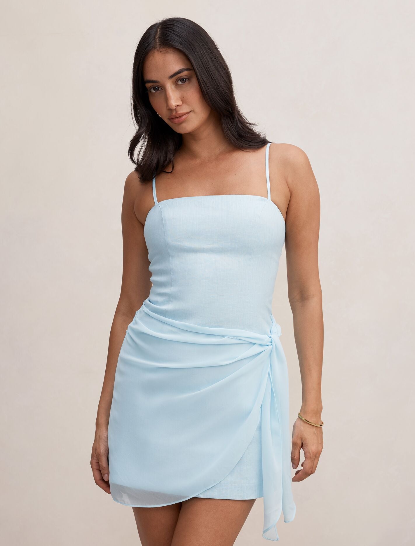 Sienna Linen Sarong Mini Dress Seafoam Aqua Forever New