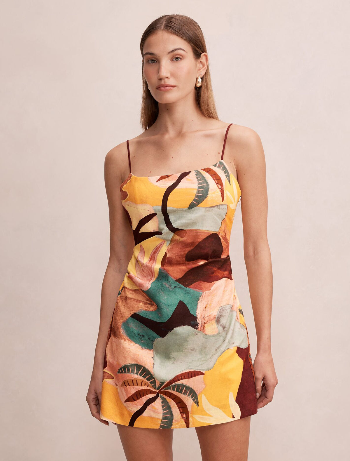 Mel Strappy Linen Mini Dress Arndale Abstract Forever New