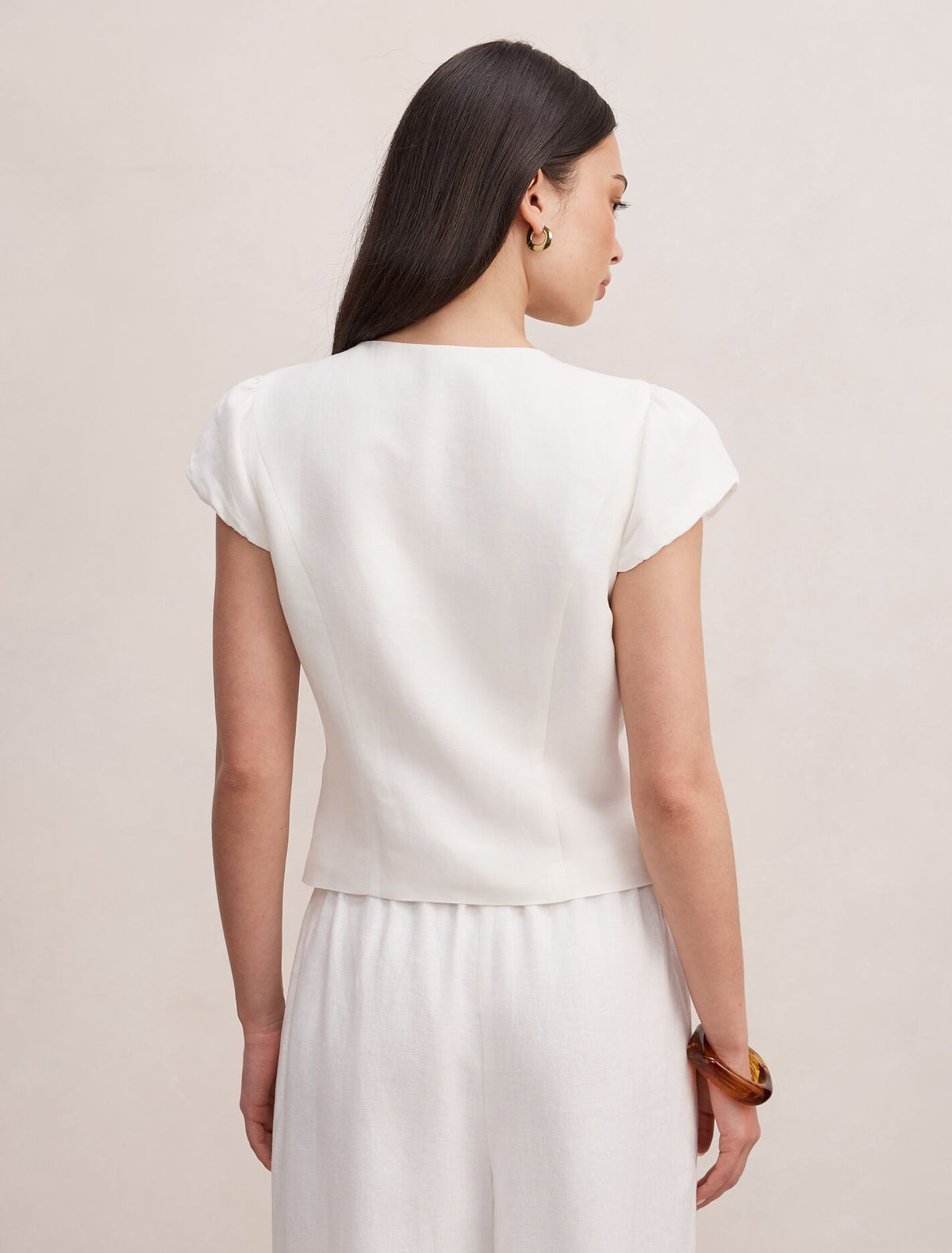 Ella Button Up Linen Top Forever New