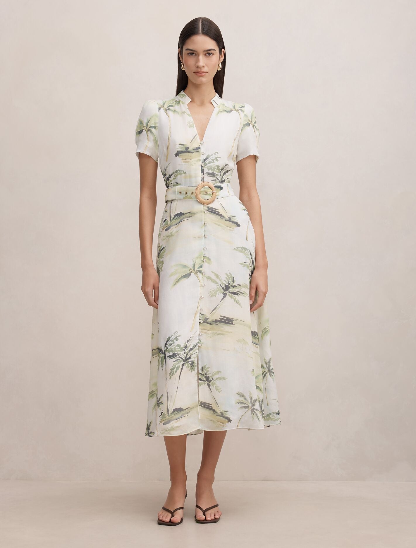Bree Printed Shirt Midi Dress Aegean Tropic Forever New