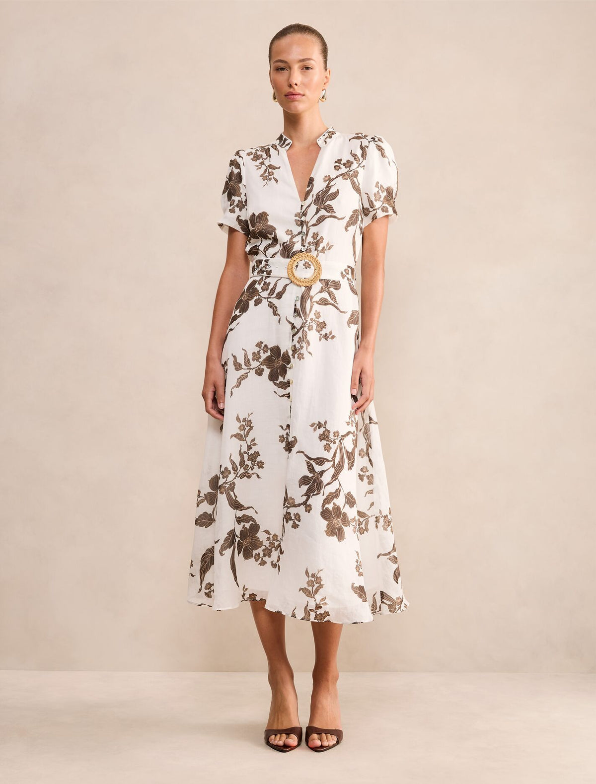 Bree Printed Shirt Midi Dress