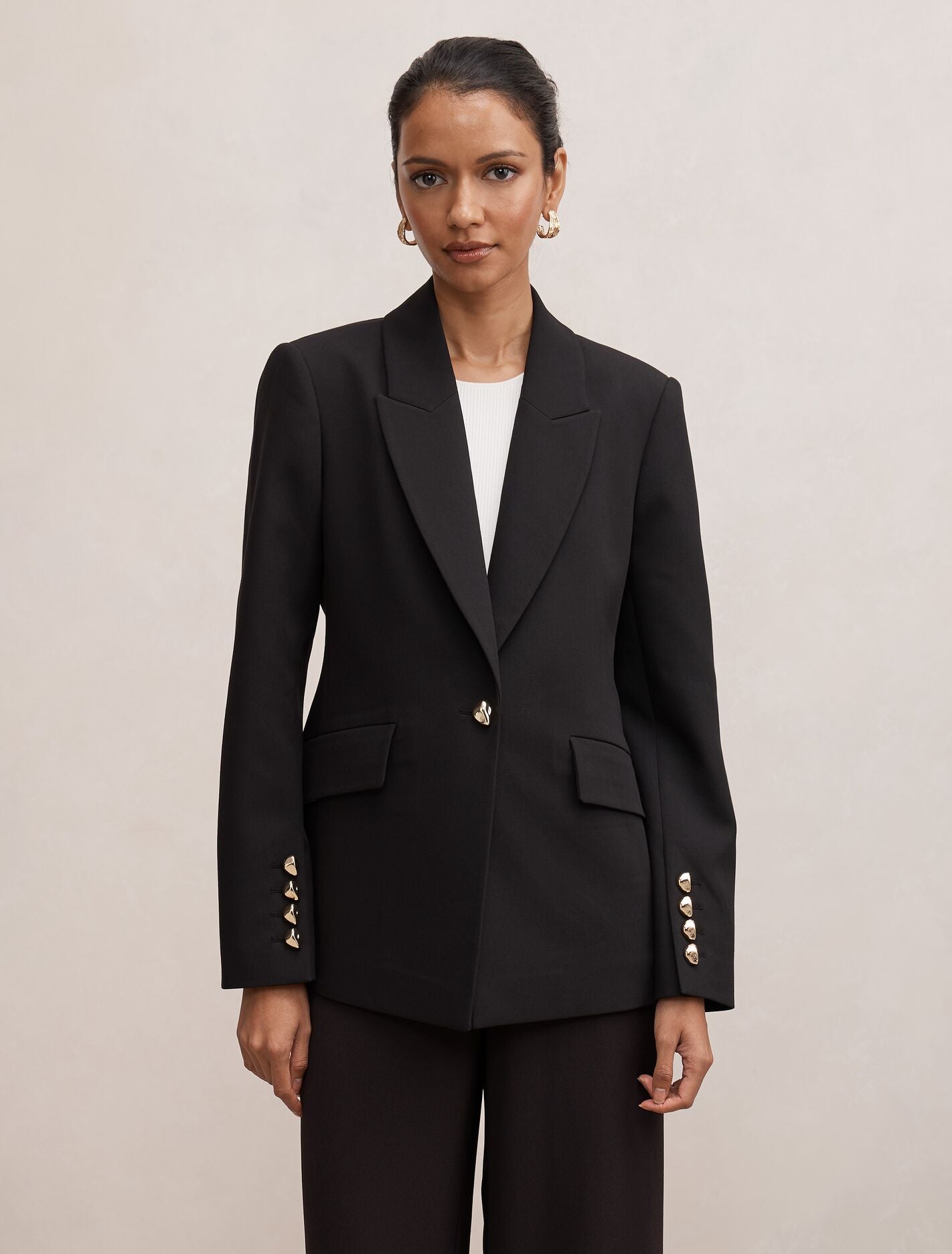 Trixie Petite Gold Button Blazer Forever New